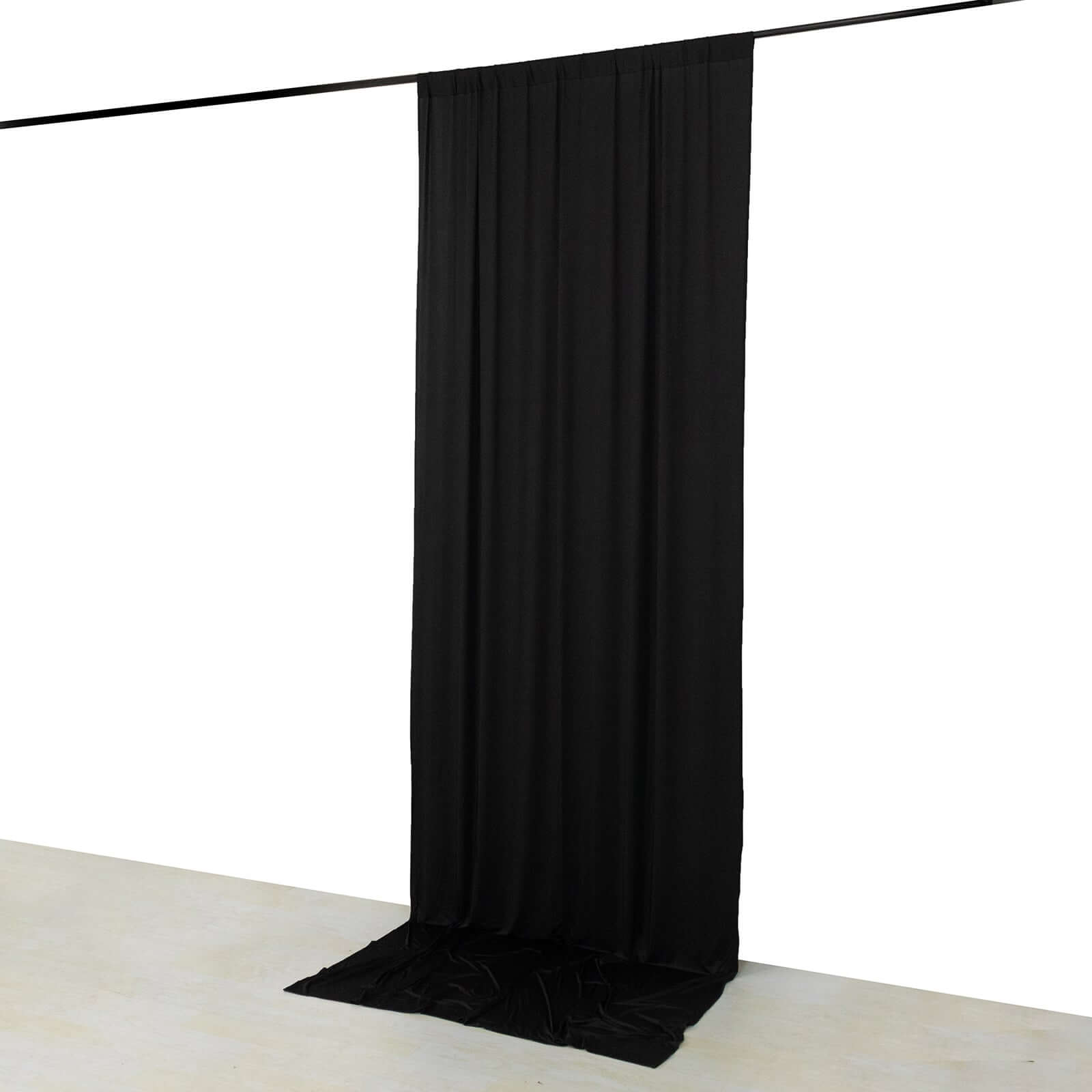 Black 4-Way Stretch Spandex Event Curtain Drapes, Wrinkle Free Backdrop Event Panel with Rod Pockets - 5ftx12ft