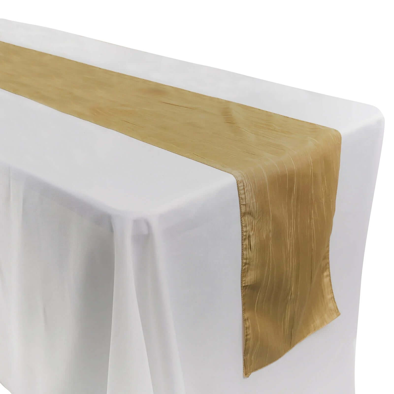 Taffeta 12x108 Table Runner Gold - Accordion Crinkle Design for Modern Gatherings