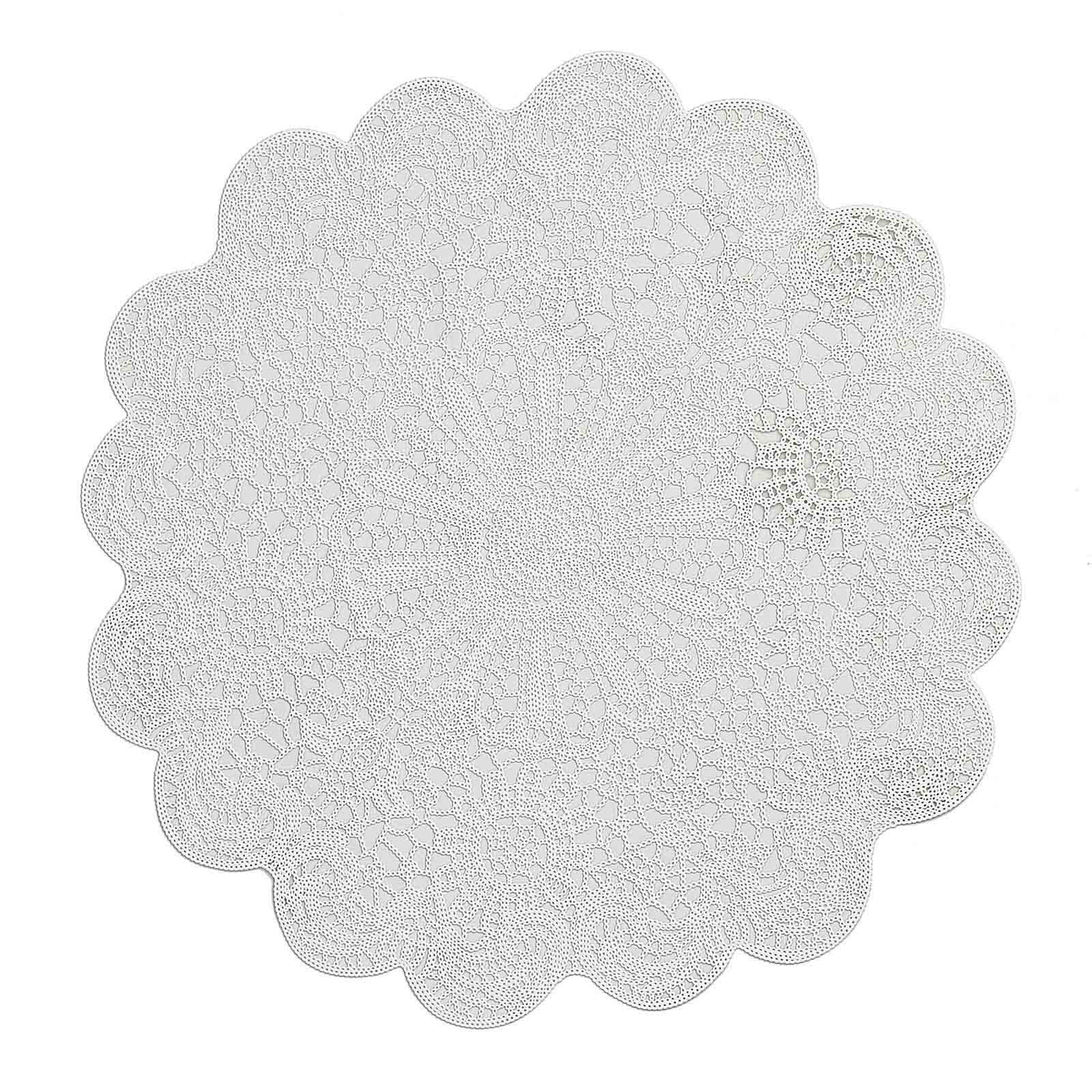 6-Pack Dining Table Mats Floral Lace Design White - Vinyl Non-Slip Surface with Vintage Appeal 15