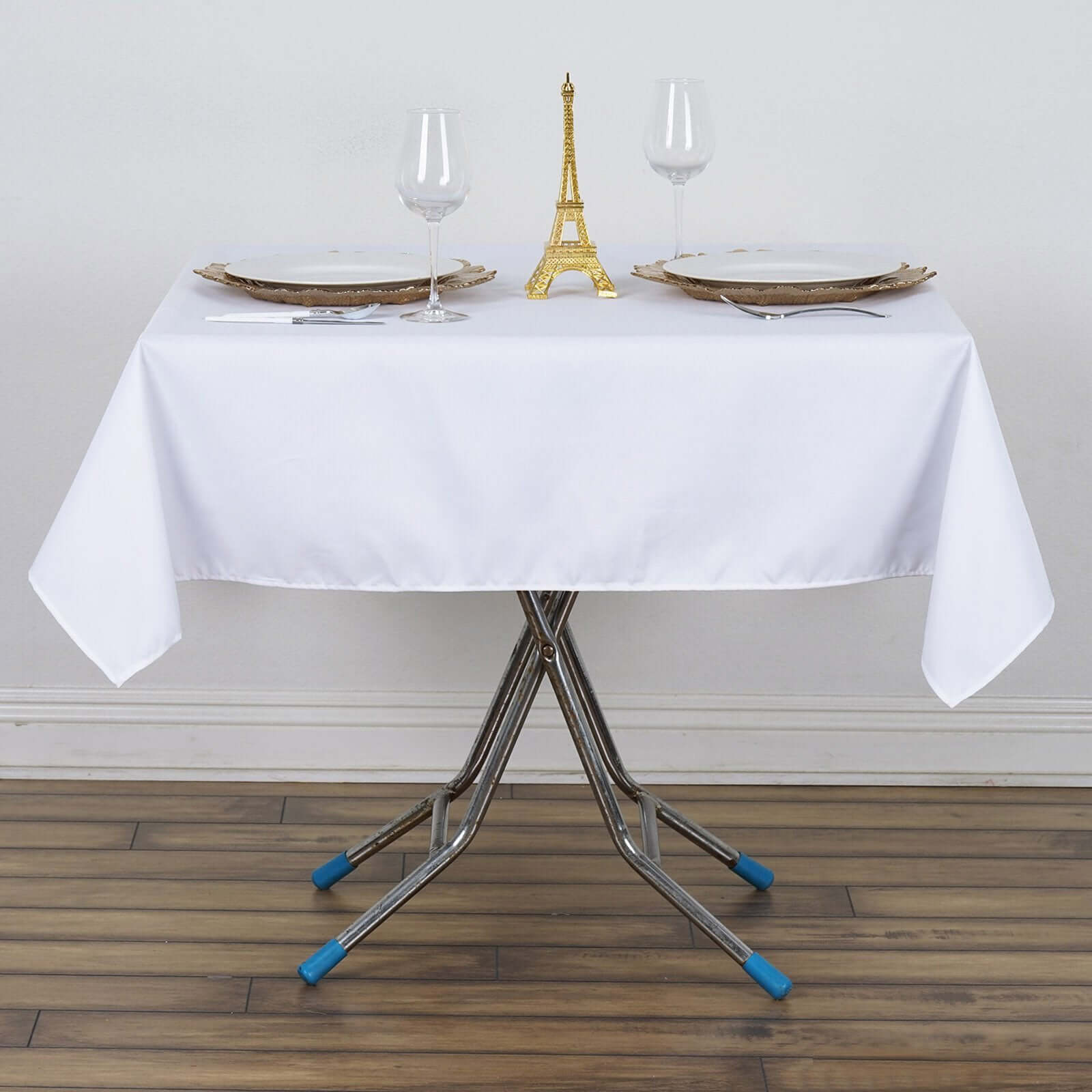 Premium Polyester 54x54 Square Tablecloth White - Stain and Wrinkle-Resistant 220GSM Finish for Weddings & Events