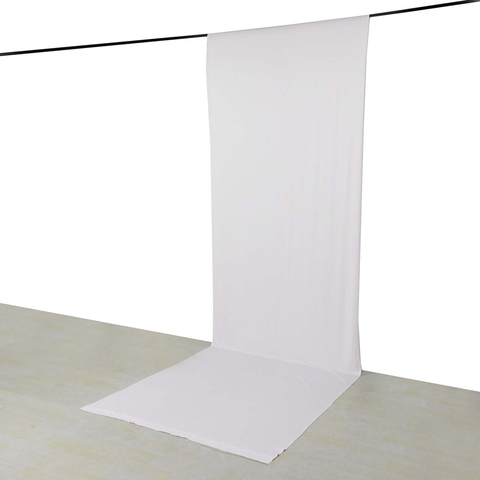 White 4-Way Stretch Spandex Event Curtain Drapes, Wrinkle Free Backdrop Event Panel with Rod Pockets - 5ftx16ft