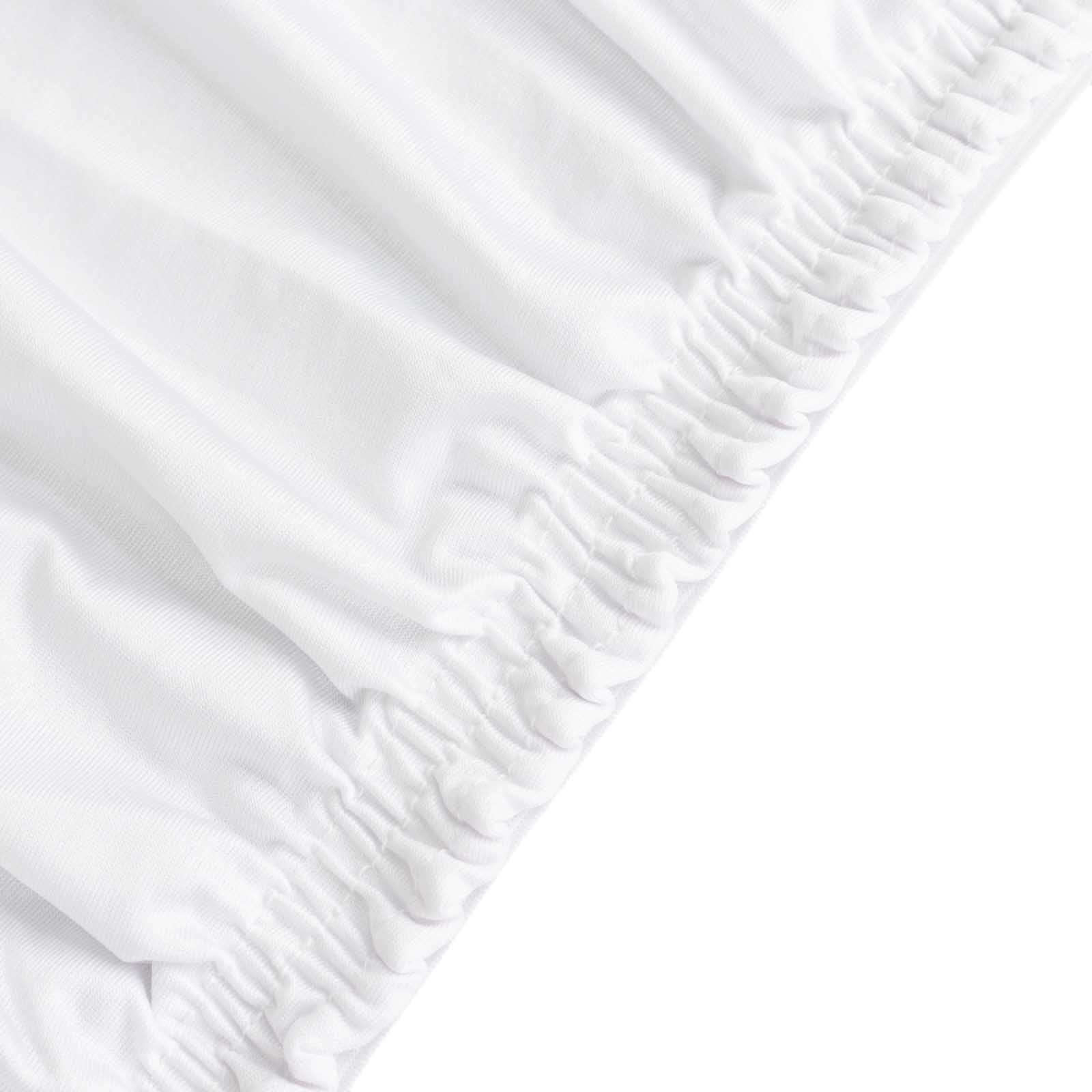 Stretch Spandex 48x30 Rectangle Tablecloth Top Cover White - Durable Form-Fitting Table Cover for Events & Presentations