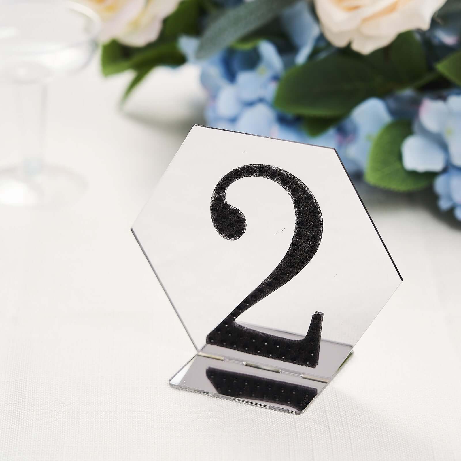 5-Pack Acrylic Table Sign Holders Hexagon Design Silver - Ideal for Modern Event Centerpieces 5