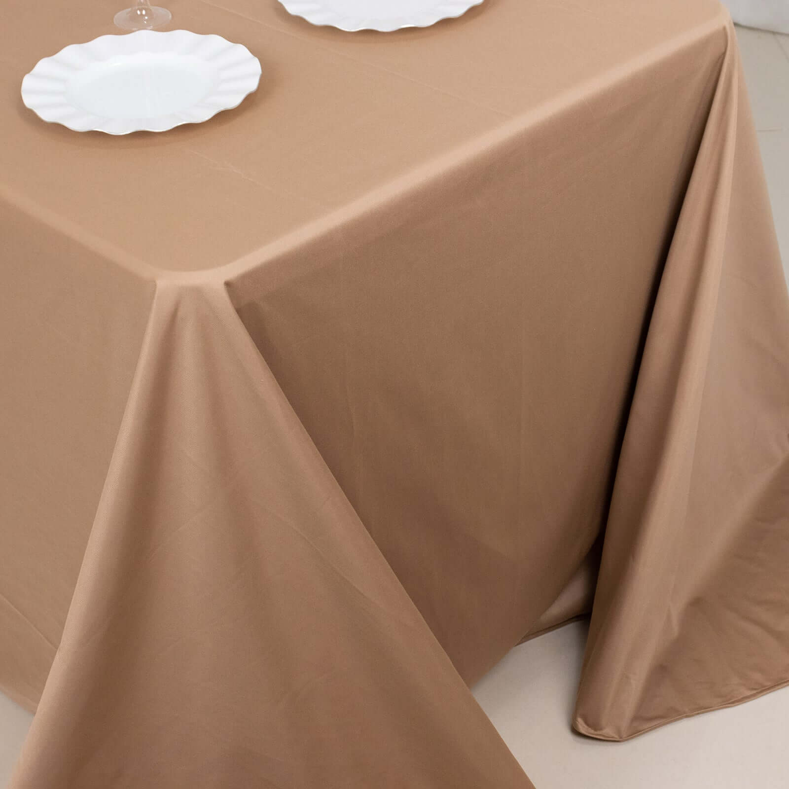 Premium Scuba Rectangular 90x132 Tablecloth Nude - Wrinkle Free, Stain Resistant & Seamless Table Cover