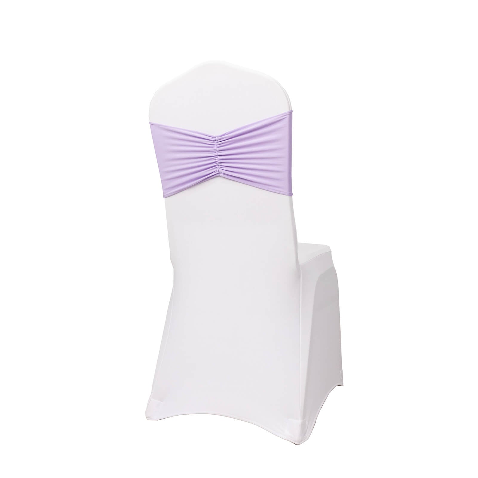 5 Pack Spandex Chair Sashes Lavender Lilac Ruffled Style - Wide Easy to Use Stretch Chair Bands 8x13