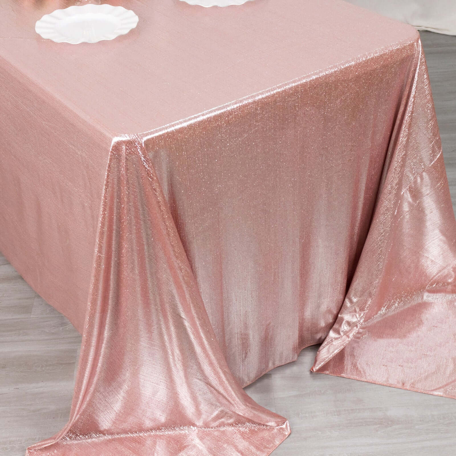 Sequin Dots Polyester 90x132 Rectangle Tablecloth Shimmering Rose Gold - Seamless, Glittering & Wrinkle Free Table Cover