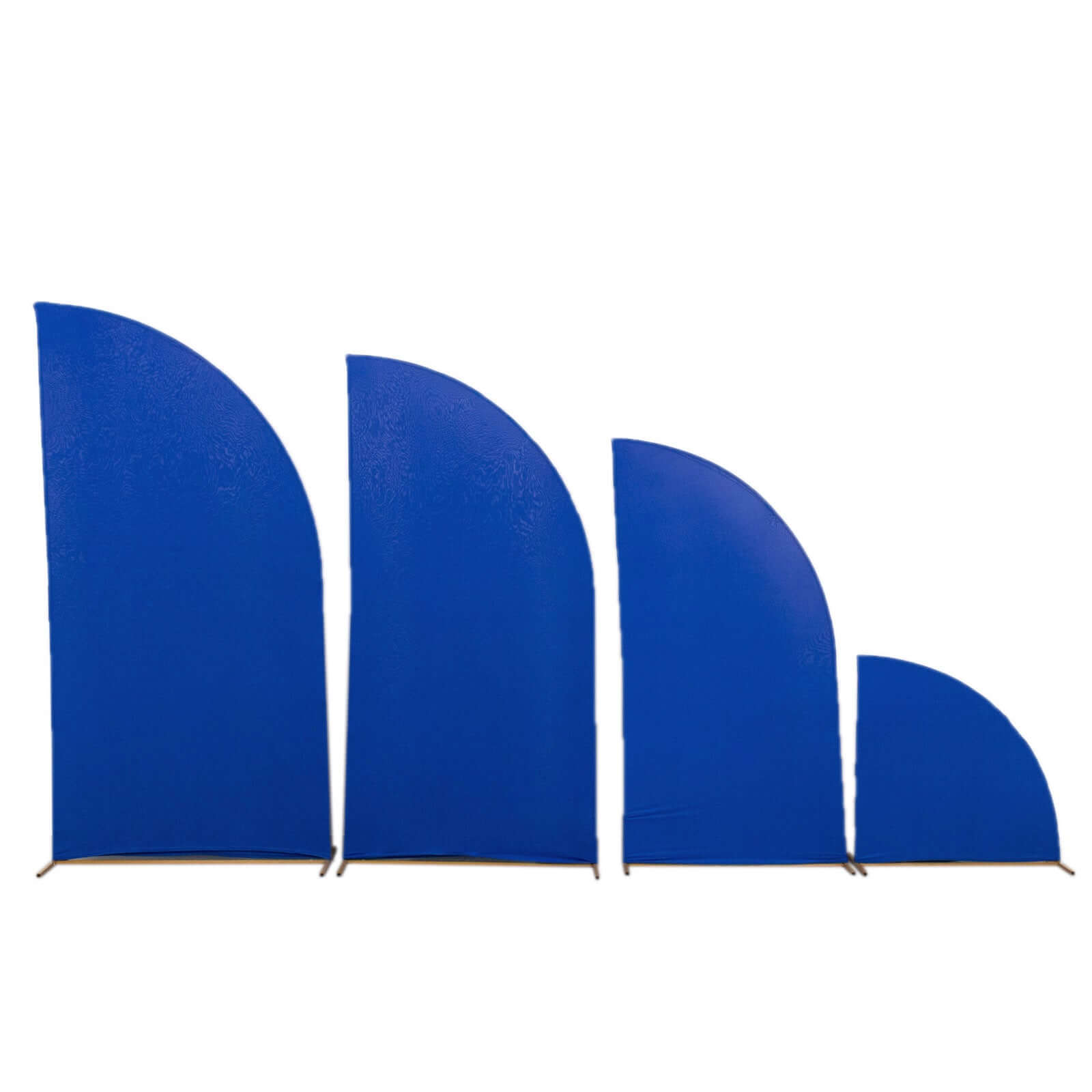 Set of 4 Matte Royal Blue Spandex Half Moon Chiara Backdrop Stand Covers, Custom Fitted Wedding Arch Covers - 2.5ft,5ft,6ft,7ft