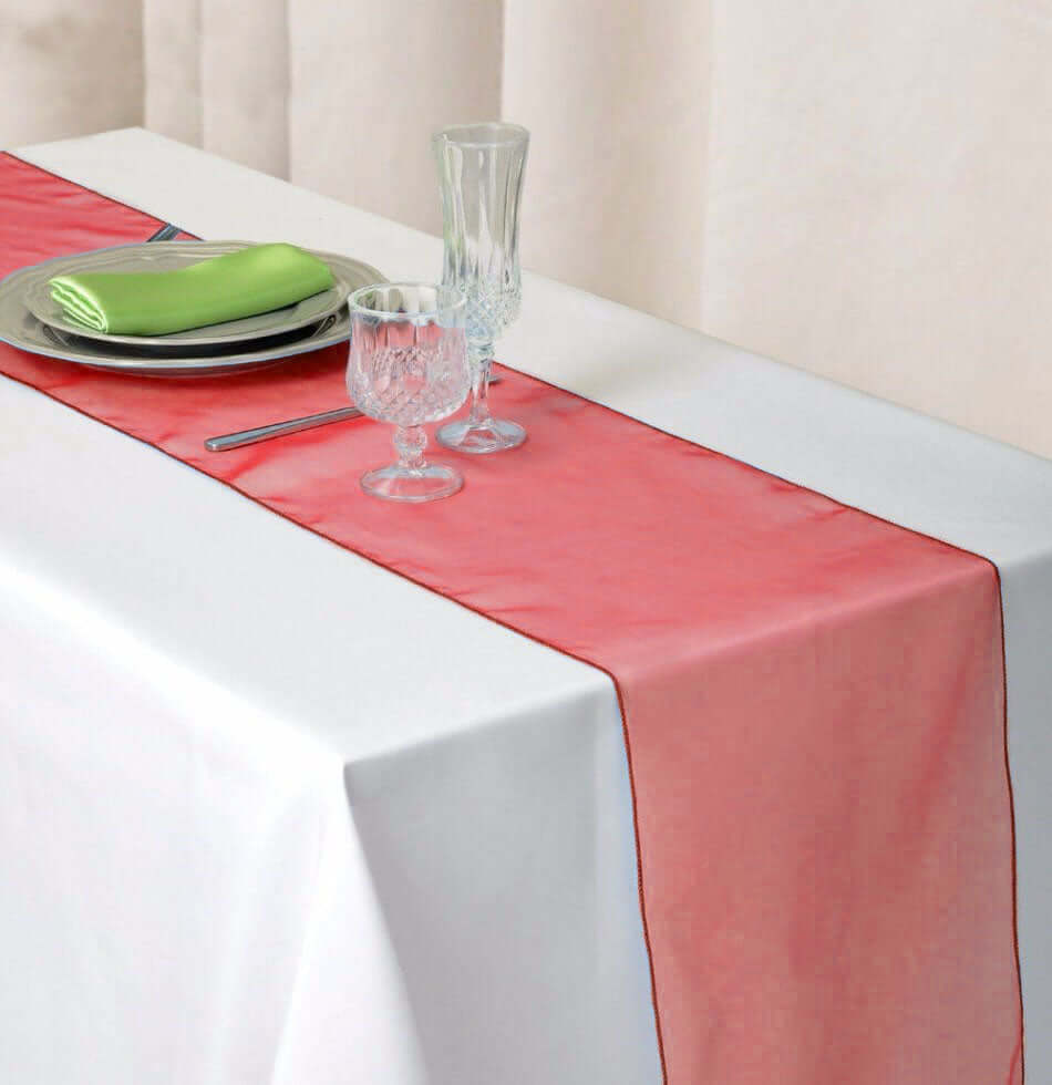 10 Pack Sheer Organza 14x108 Table Runners Terracotta - Soft and Lightweight Table Accent