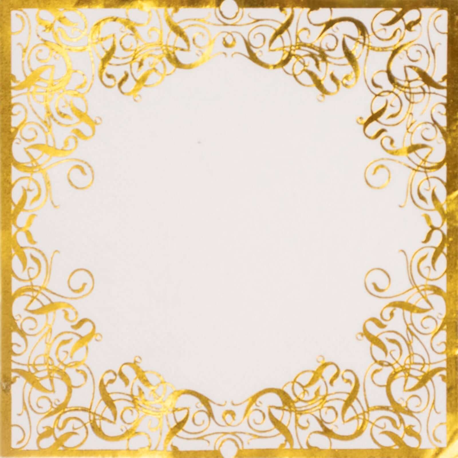 20-Pack Paper Beverage Napkins with Gold Foil Lace Design White - 3 Ply Disposable 18GSM European Style Cocktail Napkins 5x5