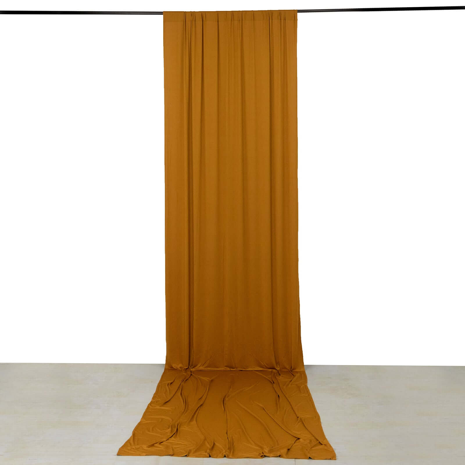 Gold 4-Way Stretch Spandex Event Curtain Drapes, Wrinkle Free Backdrop Event Panel with Rod Pockets - 5ftx16ft