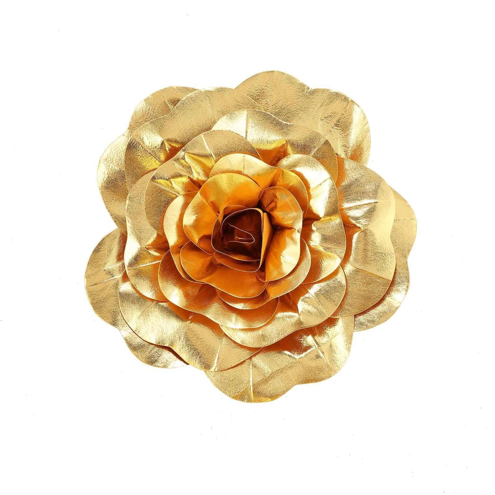 2 Pack 20 Large Metallic Gold Real Touch Artificial Foam DIY Craft Roses