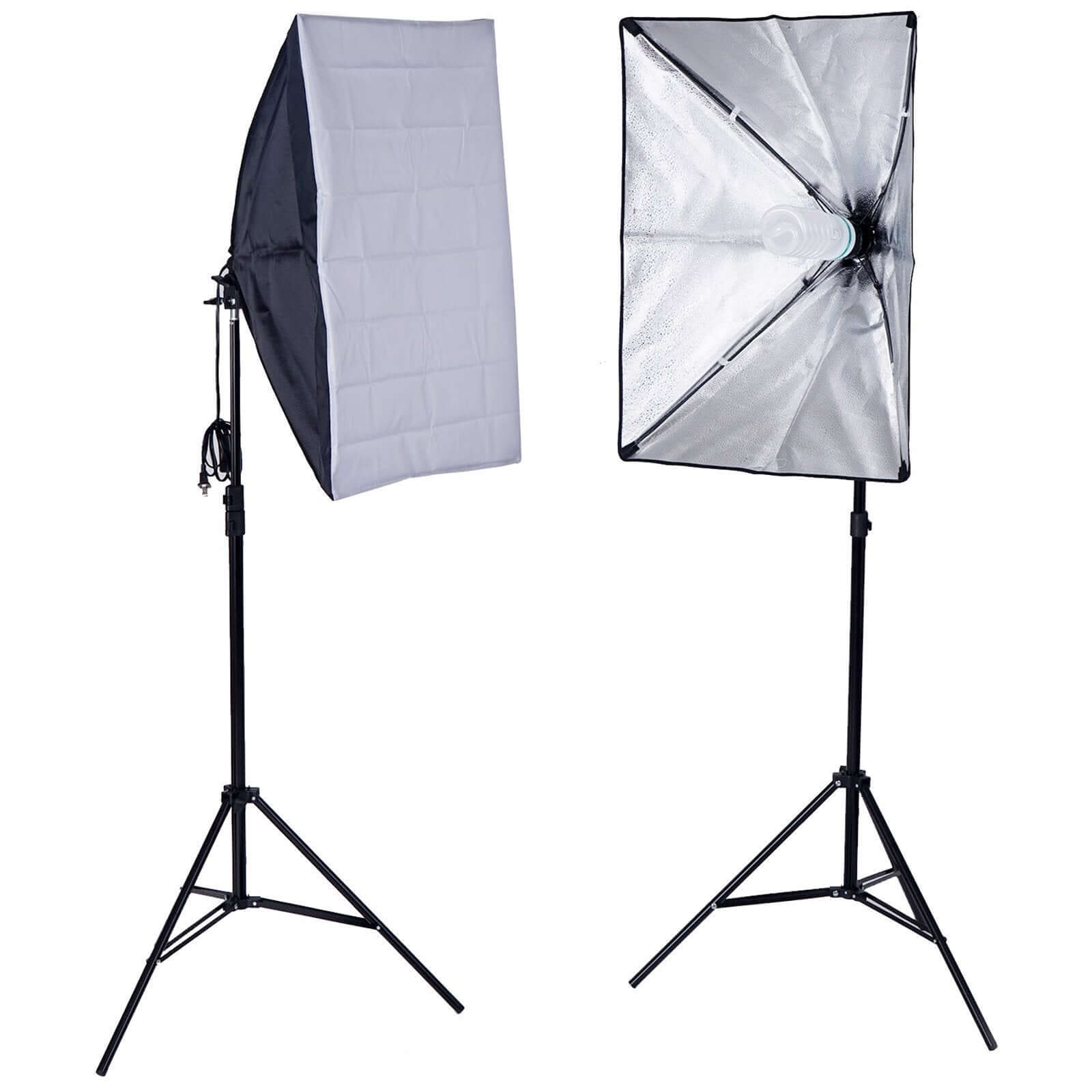 1200W White Umbrella Continuous Lighting Photo Video Studio Kit With Soft Box Reflectors and Muslin Chromakey Backgrounds