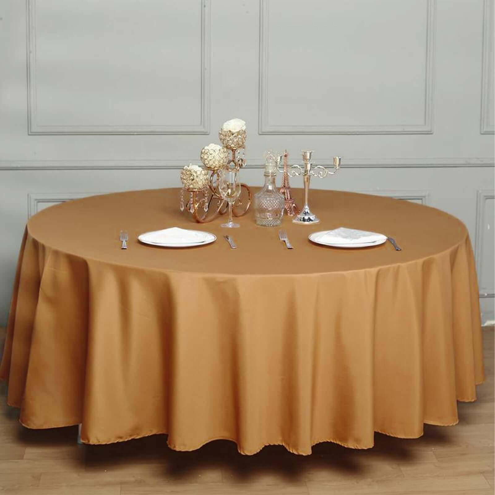 Polyester 108 Round Tablecloth Gold - Wrinkle-Resistant and Stylish Table Cover