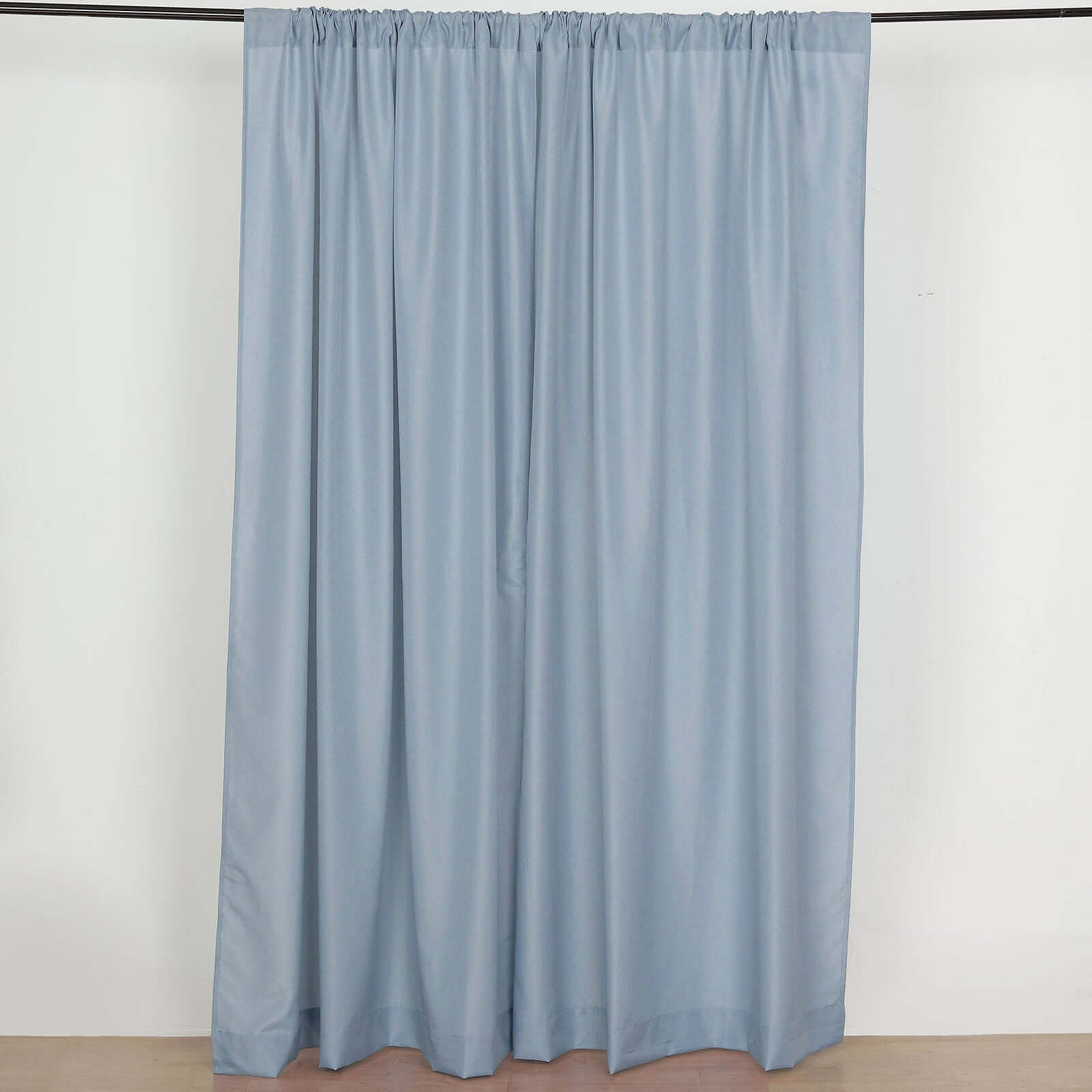 2 Pack Dusty Blue Polyester Event Curtain Drapes, 10ftx8ft Backdrop Event Panels With Rod Pockets 130 GSM