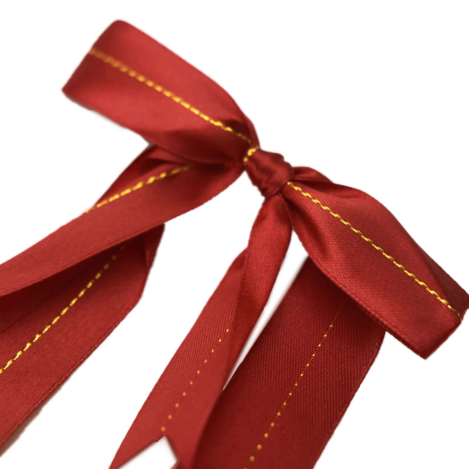 50 Pack Burgundy 10 Pre Tied Satin Ribbon Bows With Gold Foil Lining For Gift Basket and Party Favors Decor