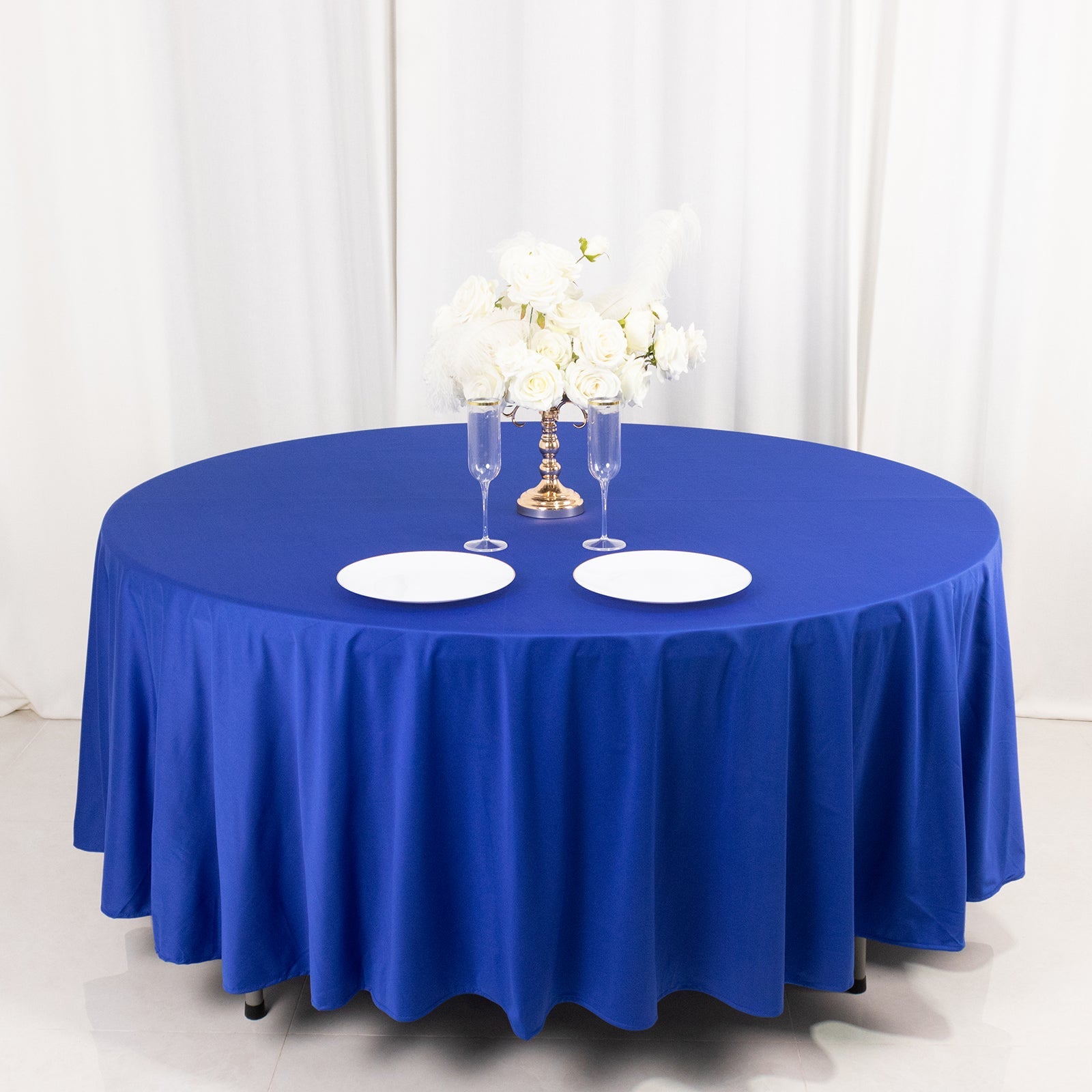 Premium Scuba Round 120 Tablecloth White - Wrinkle Free & Stain Resistant Seamless Table Cover for Weddings & Events