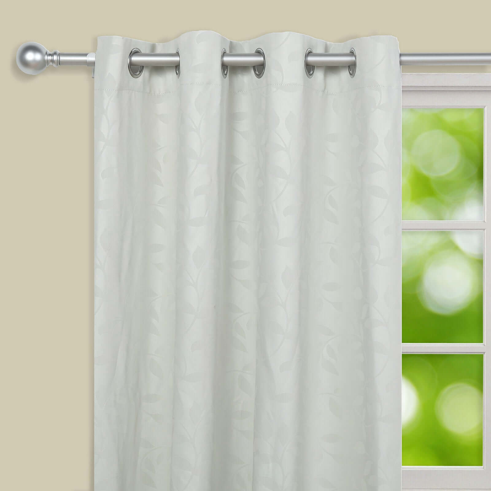 42-126 Adjustable Curtain Rod Set, Silver, Round Finials