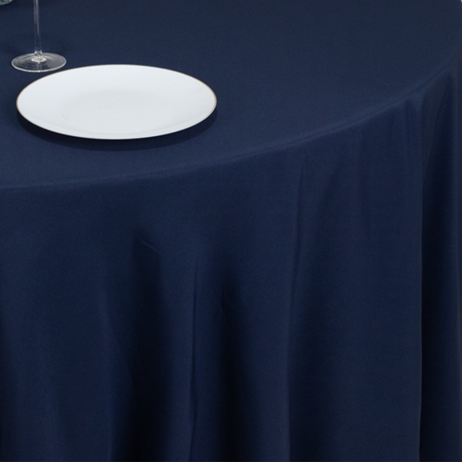 Fire Retardant Premium Polyester 120 Round Tablecloth Navy Blue - High-Performance Seamless Table Cover