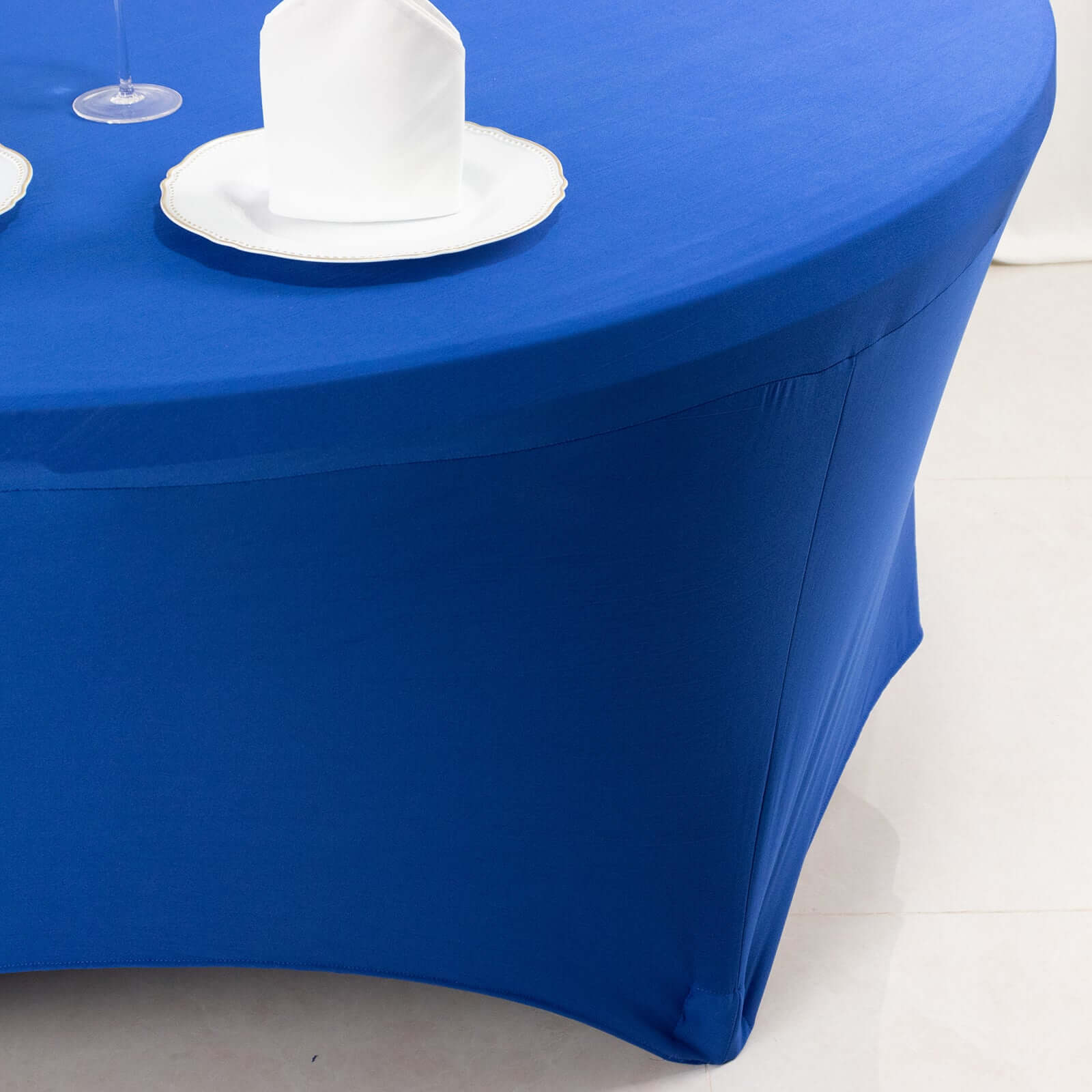 Stretch Spandex 6ft Round Tablecloth Royal Blue - Durable Form-Fitting Table Cover