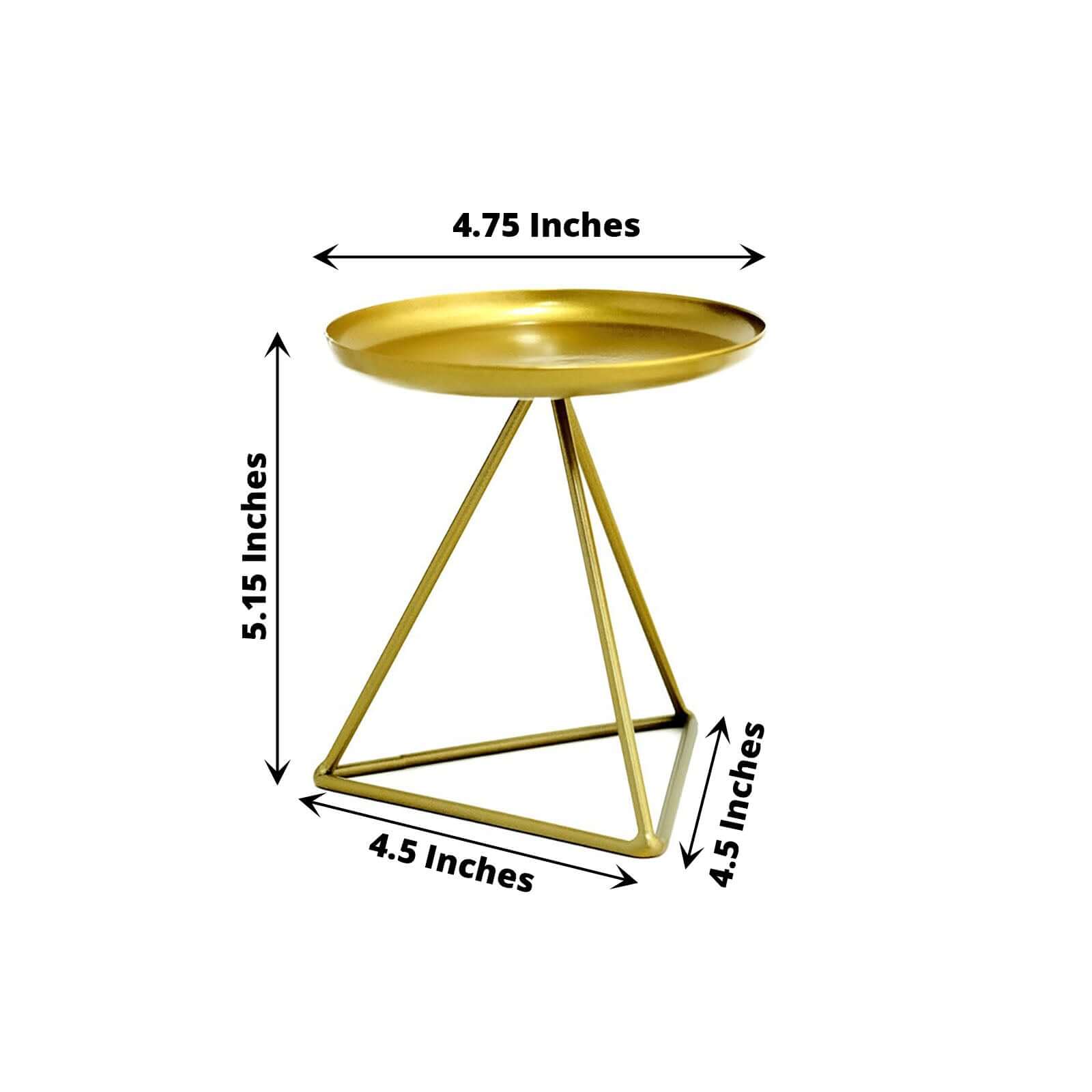 2-Pack Pillar Candle Holders Gold Metal Geometric Triangle Base Design - Decorative Centerpiece 5