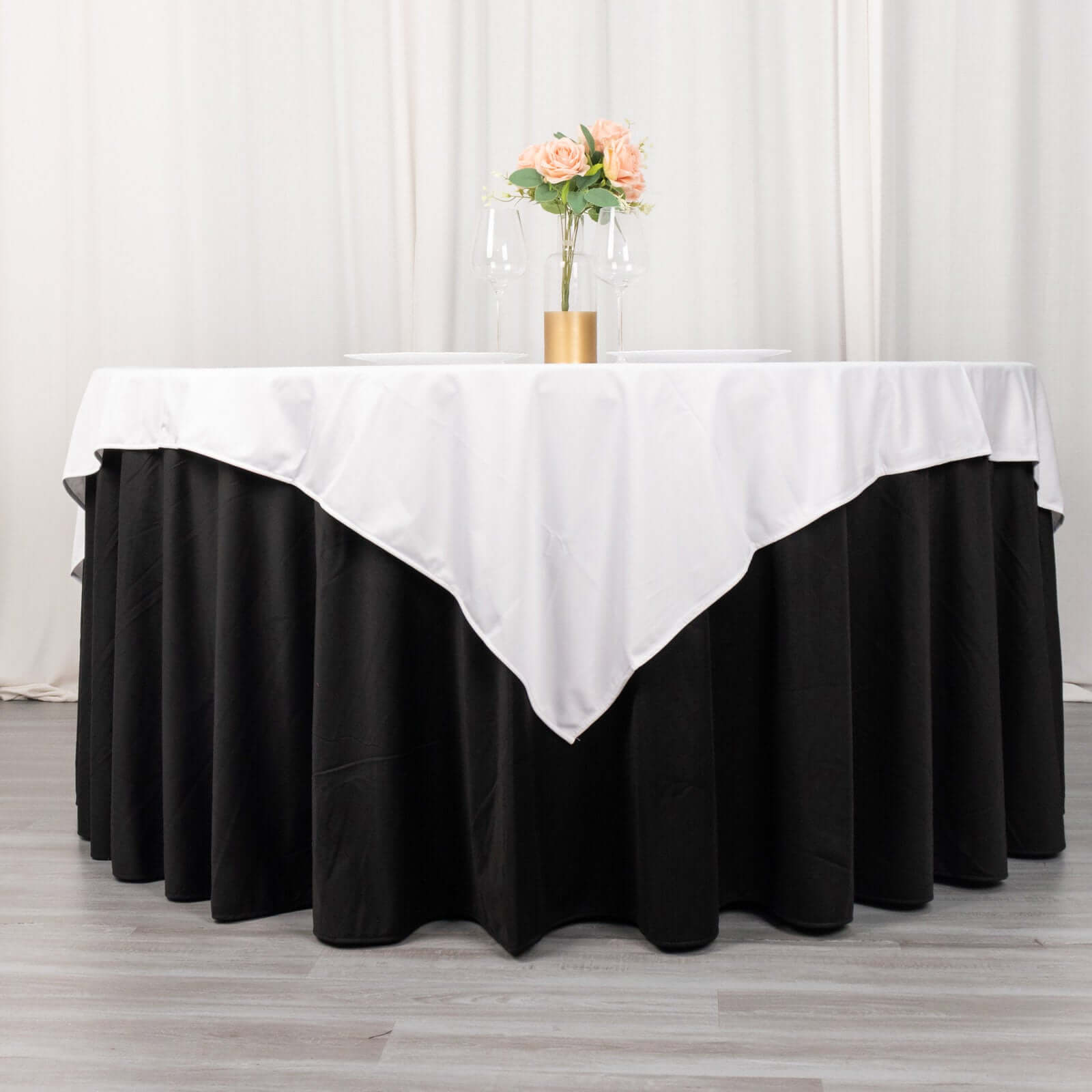 Premium Scuba 70x70 Table Overlay Square Tablecloth White - Wrinkle Free & Stain Resistant Table Cover for Weddings and Banquets