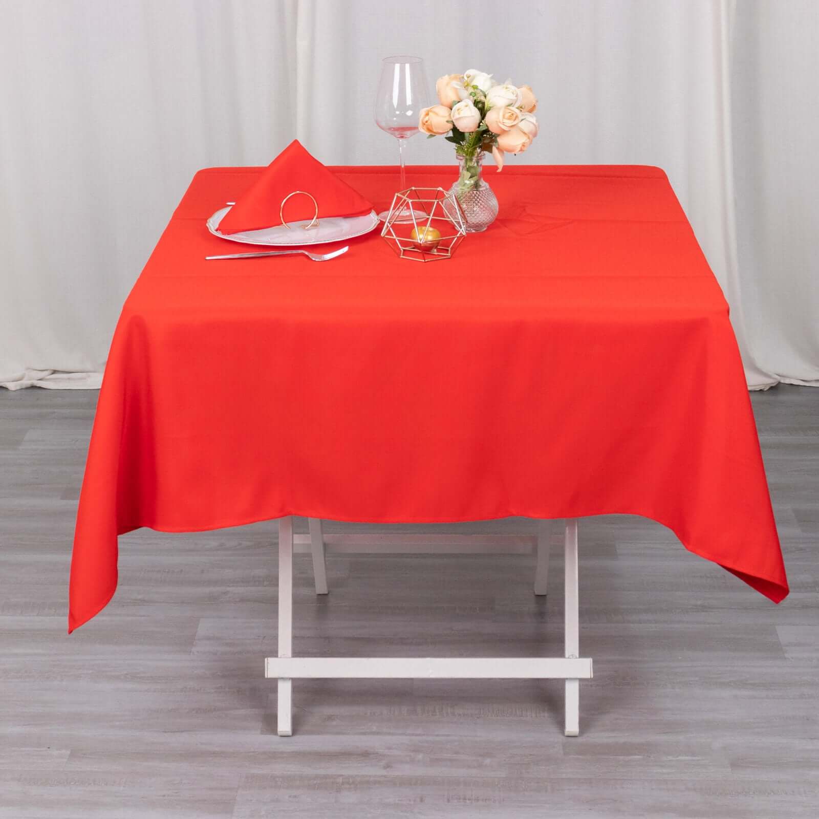 Premium Polyester 54x54 Square Tablecloth Red - Stain and Wrinkle-Resistant 220GSM Table Cover