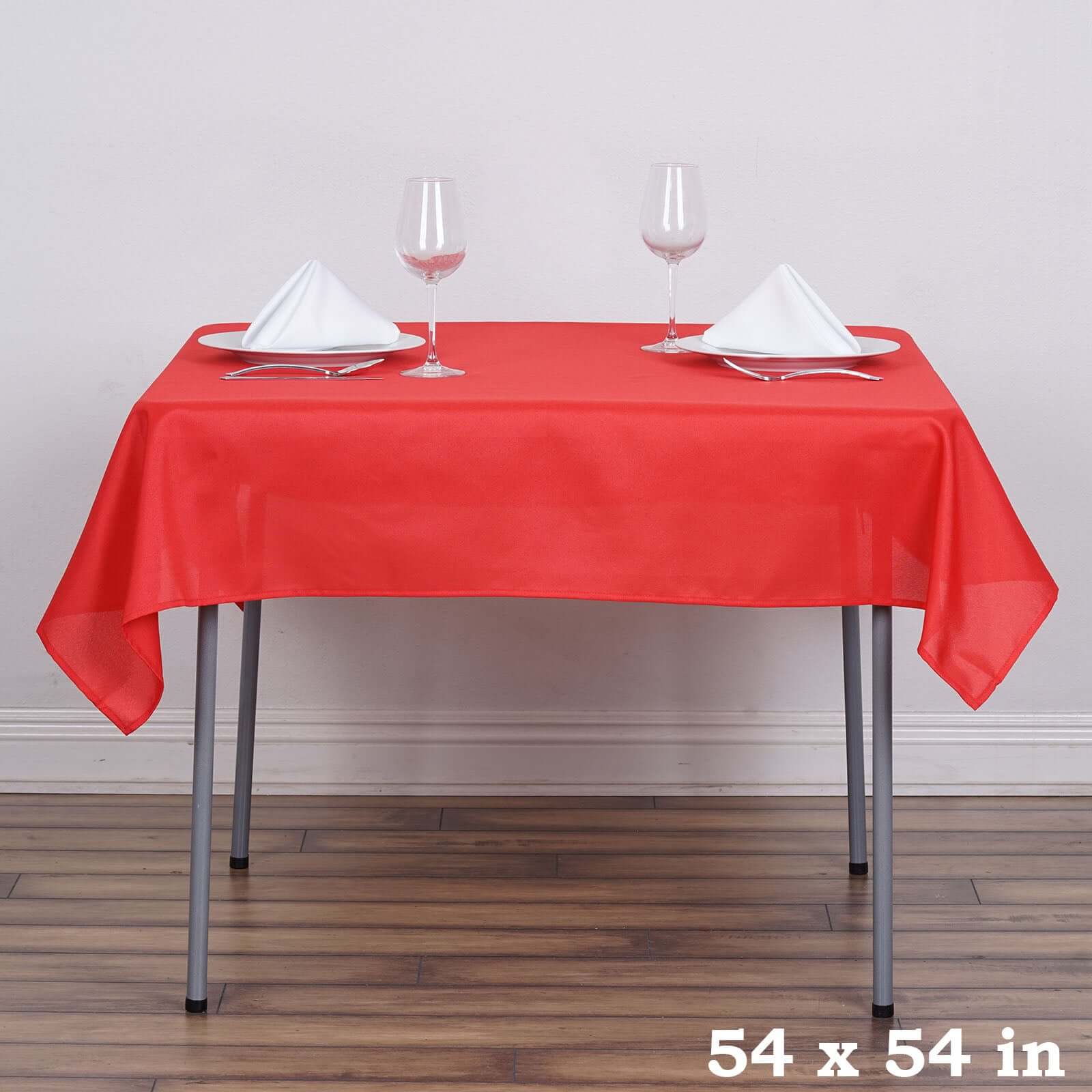 Polyester 54x54 Table Overlay Square Tablecloth Red - Wrinkle-Resistant & Durable Table Cover