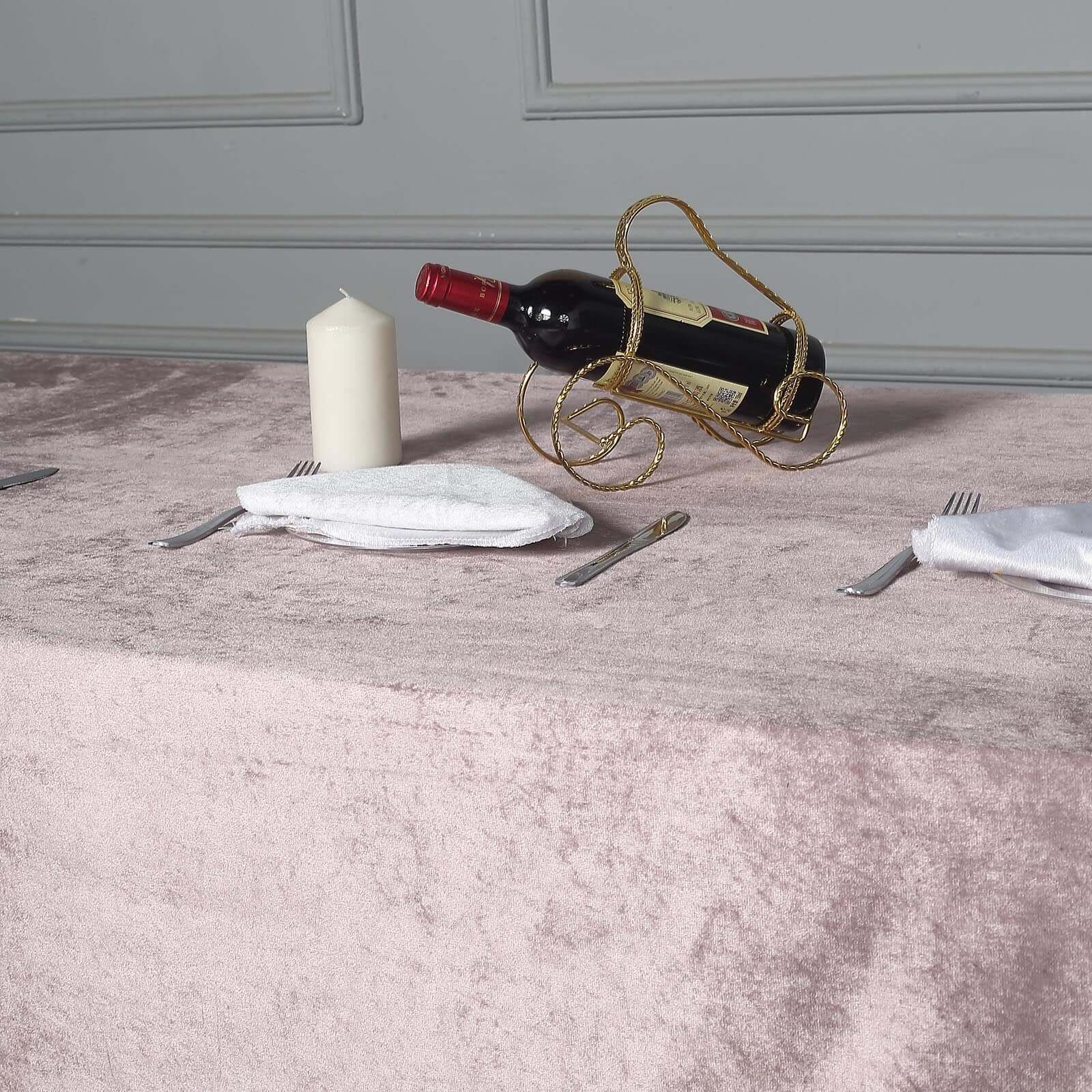 Premium Velvet 90x156 Rectangle Tablecloth Mauve - Reusable Soft & Seamless Table Cover