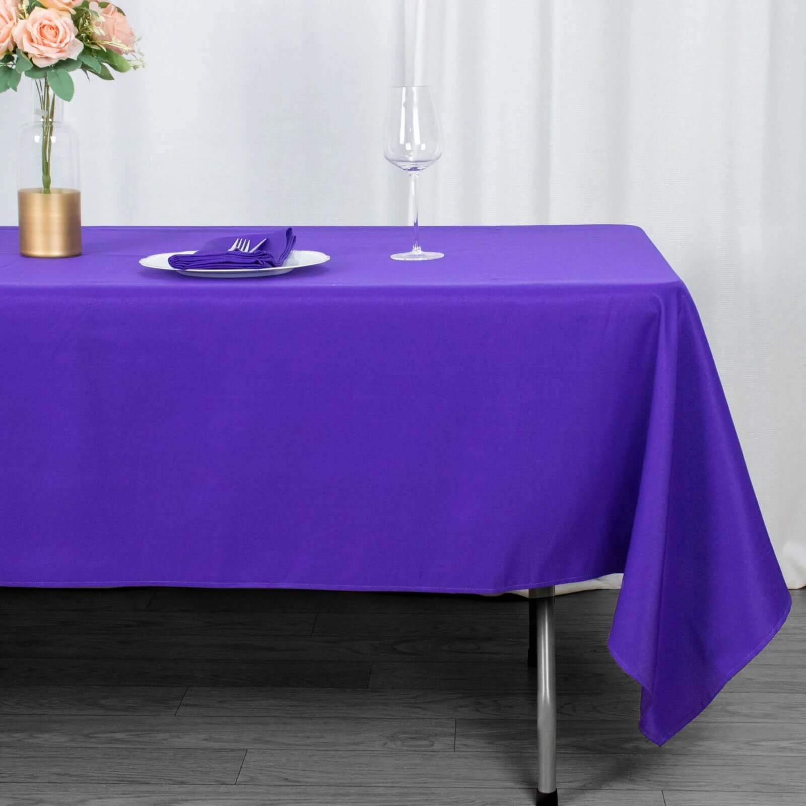 Premium Polyester 60x102 Rectangle Tablecloth Purple - Durable 220GSM Wrinkle-Resistant Table Cover