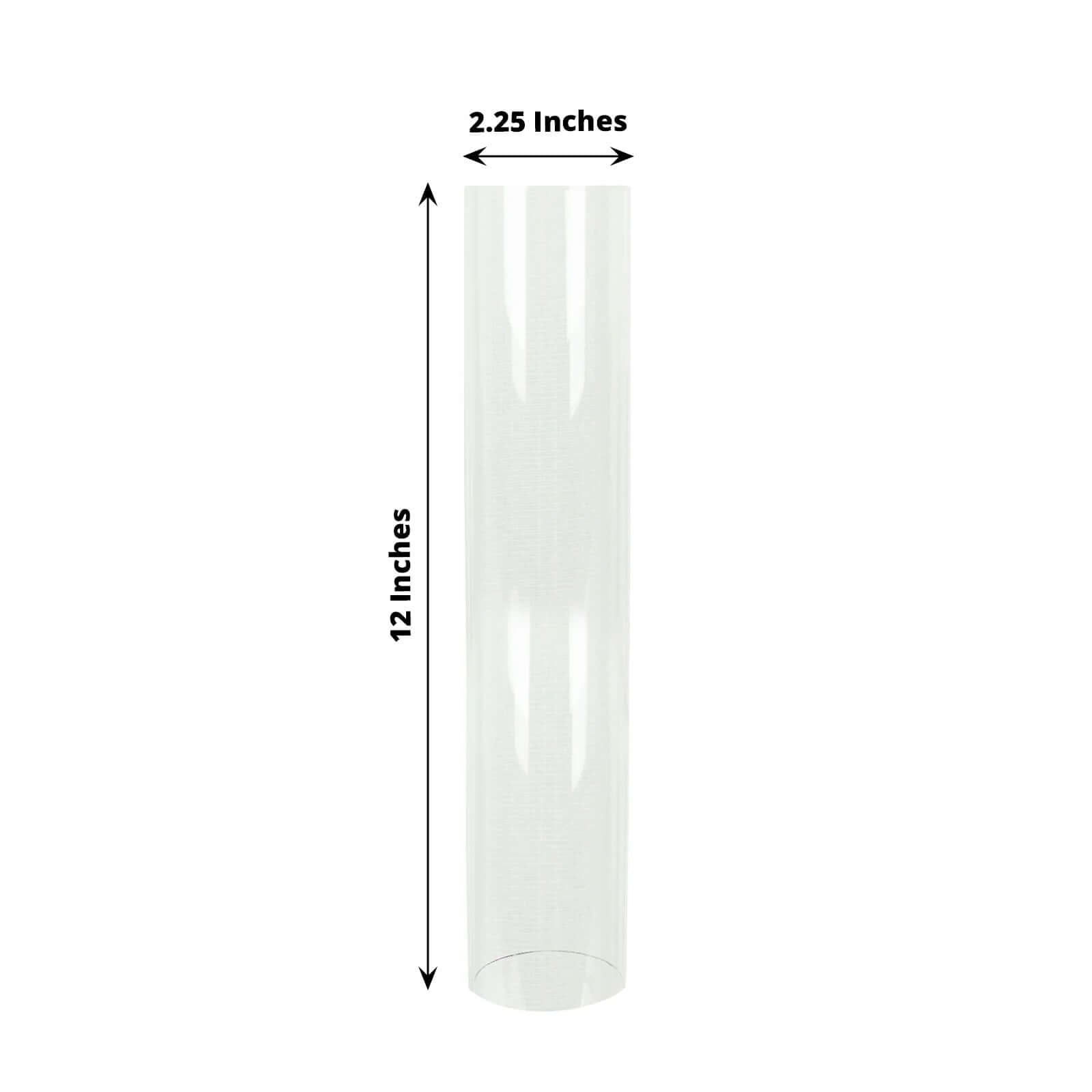 2-Pack Glass Pillar Hurricane Candle Shades - Clear Chimney Tube with 2.25 Wide Open Ends 12