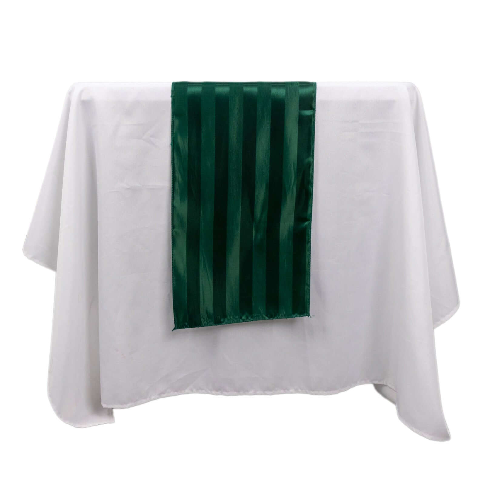 Satin 12x108 Table Runner Hunter Emerald Green - Stripe Table Decor