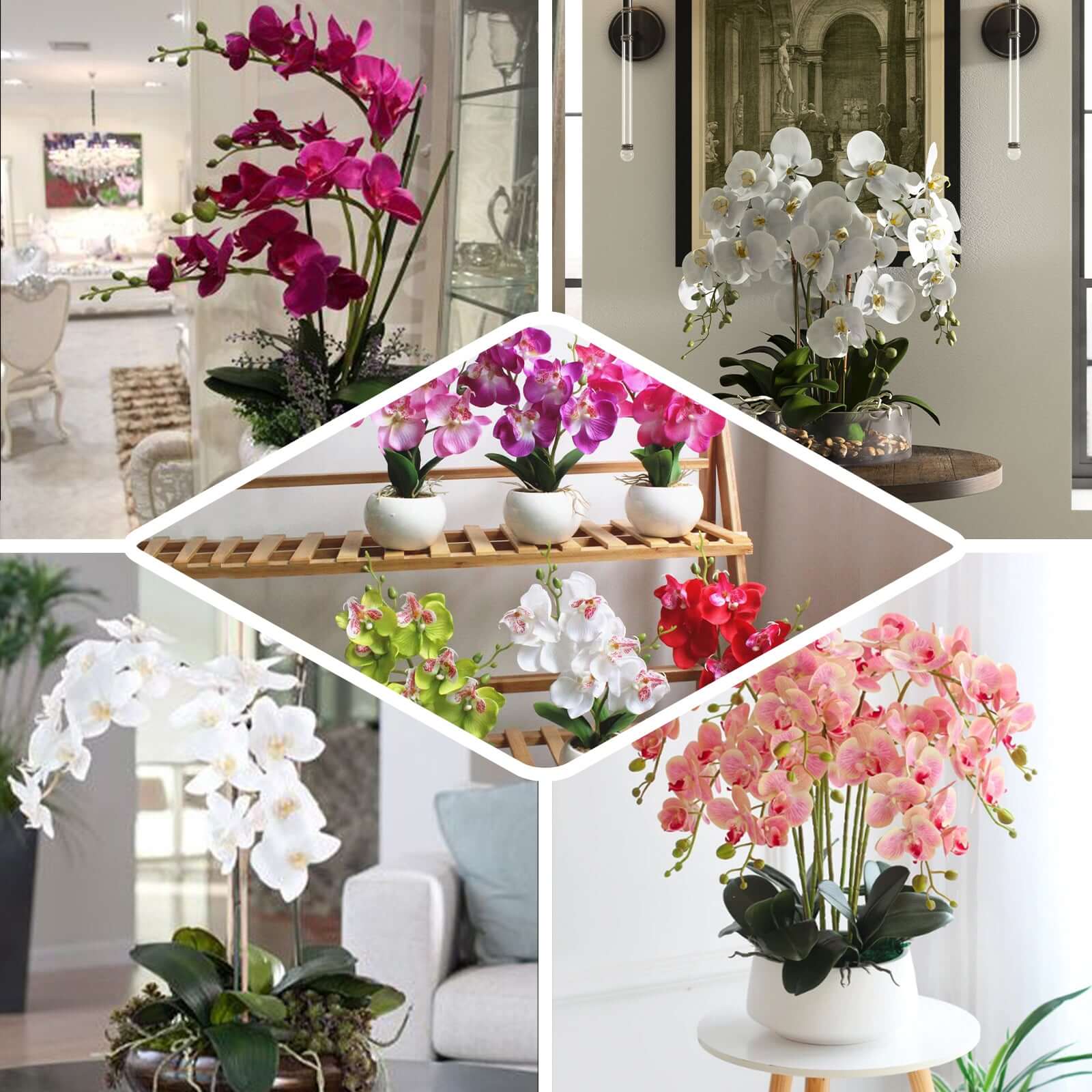 2 Stems 40 Tall Cream Artificial Silk Orchid Flower Bouquets