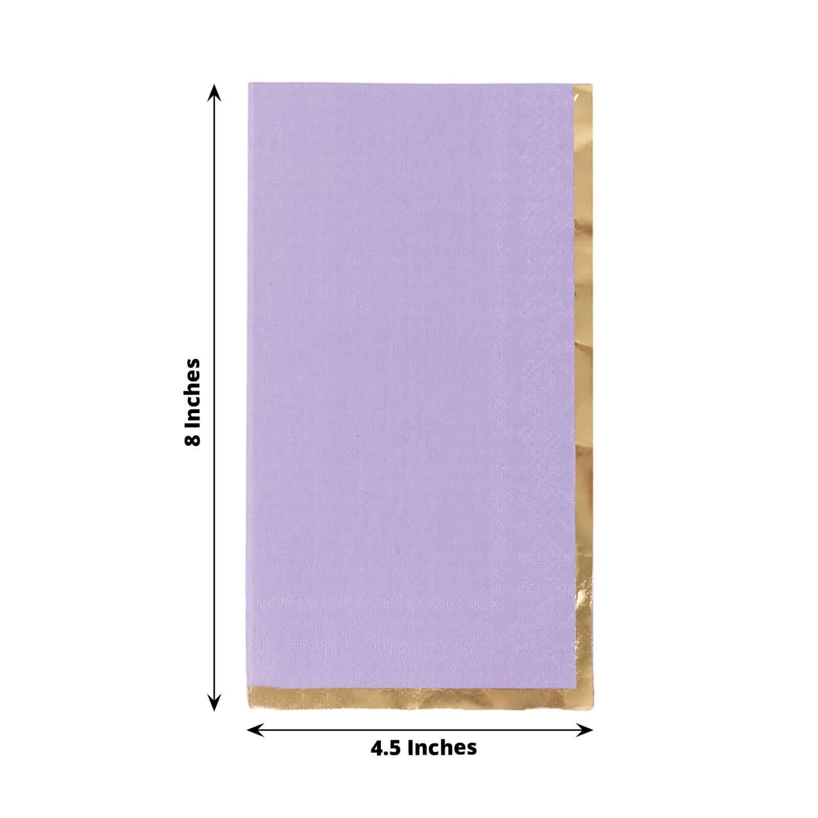 50-Pack Paper Dinner Napkins Lavender with Gold Foil Edge 2 Ply - Stylish Disposable Napkins