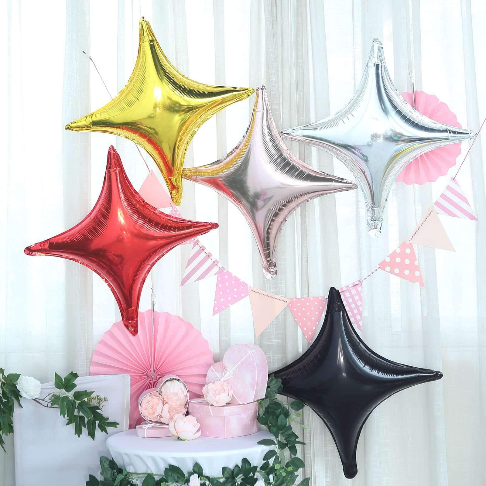 3 Pack 23 Shiny Red Quadrangle Star Mylar Foil Helium Air Balloon