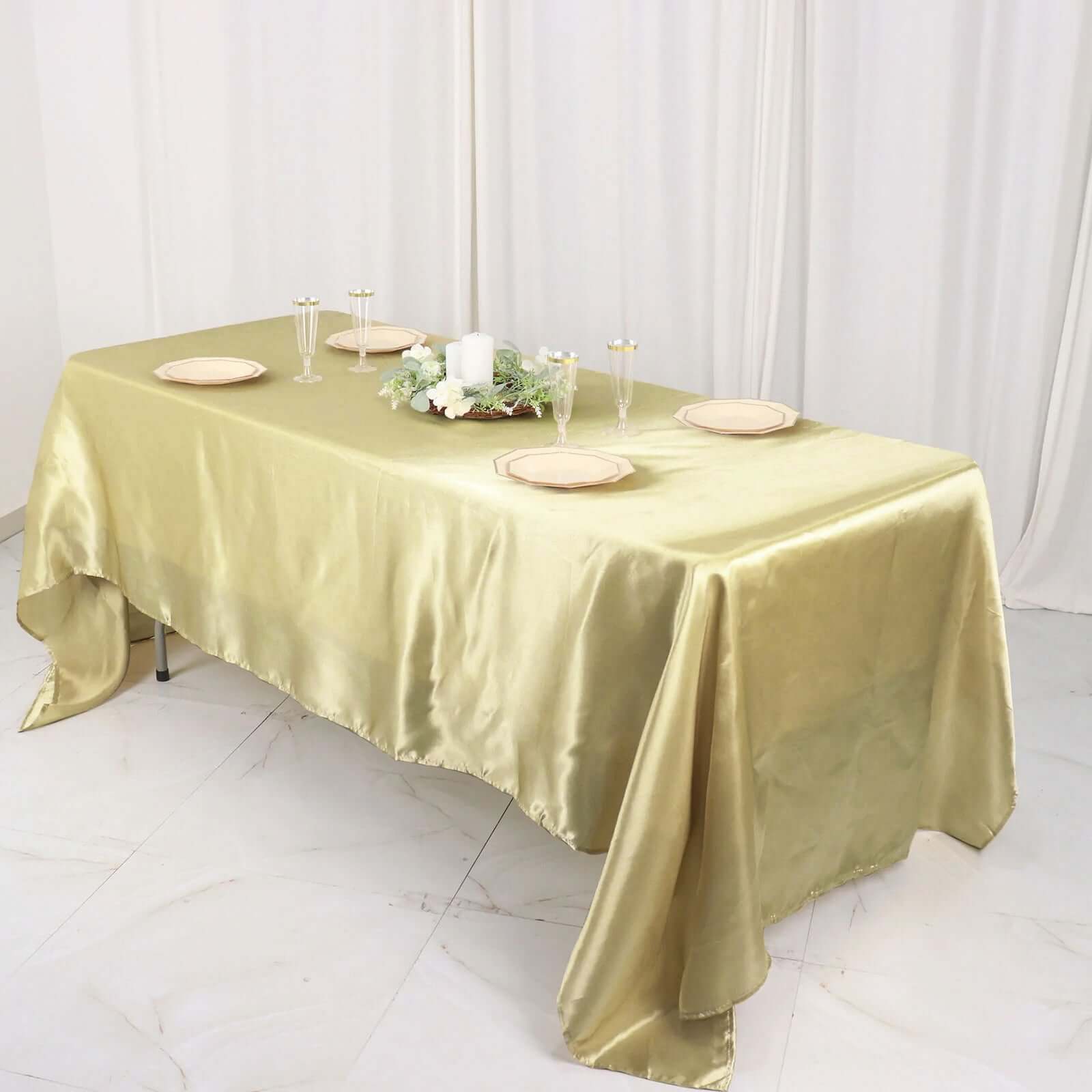 Satin Rectangular 60x126 Tablecloth Champagne - Smooth and Lustrous Table Cover