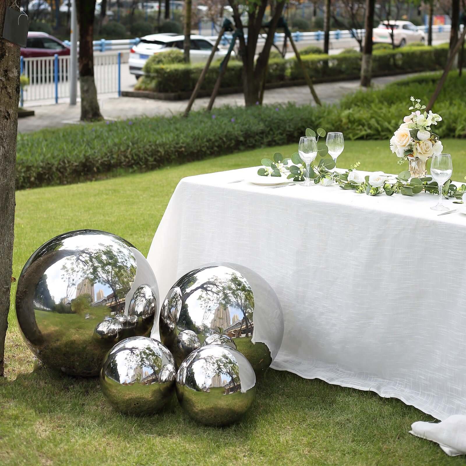 Gazing Globe Mirror Ball Reflective Hollow Stainless Steel Silver Sphere - Decorative Garden Display Ornament 22