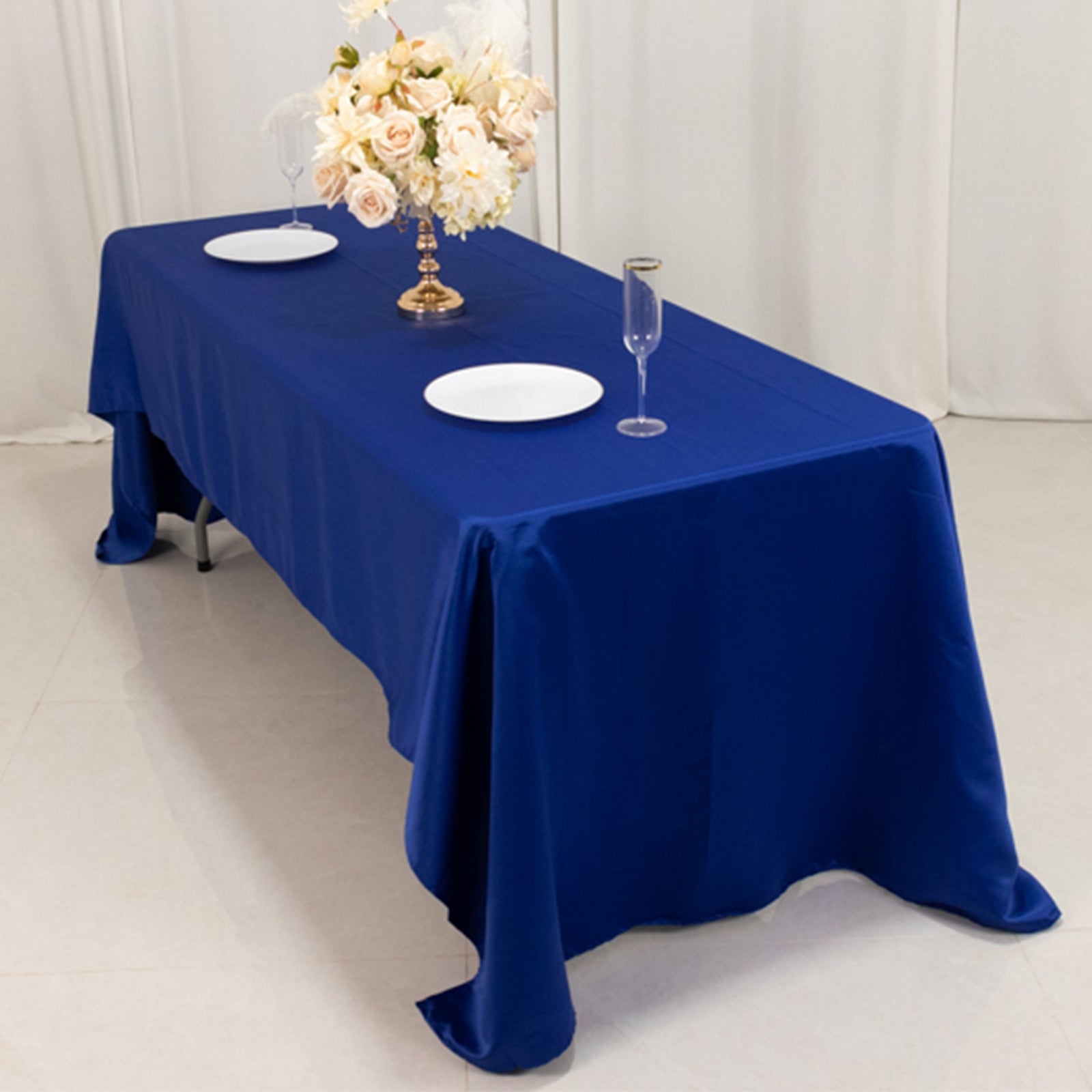 Lamour Satin 60x126 Rectangle Tablecloth Royal Blue - Soft & Silk-Like Table Cover