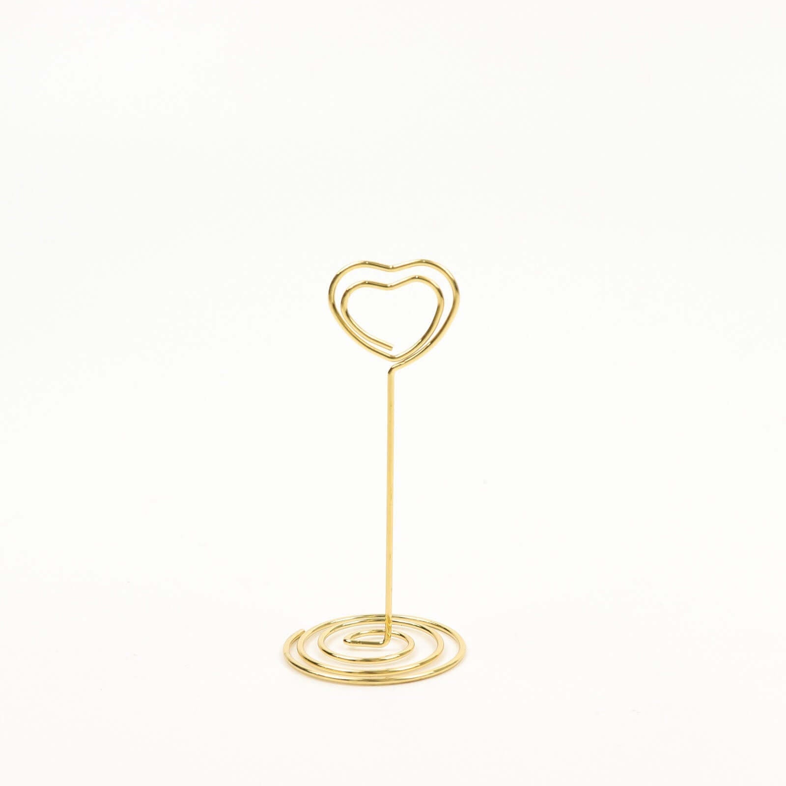 10-Pack Metal Card Holder Stands Heart Design Gold - Table Number Stands and Wedding Place Card Menu Clips 3.5