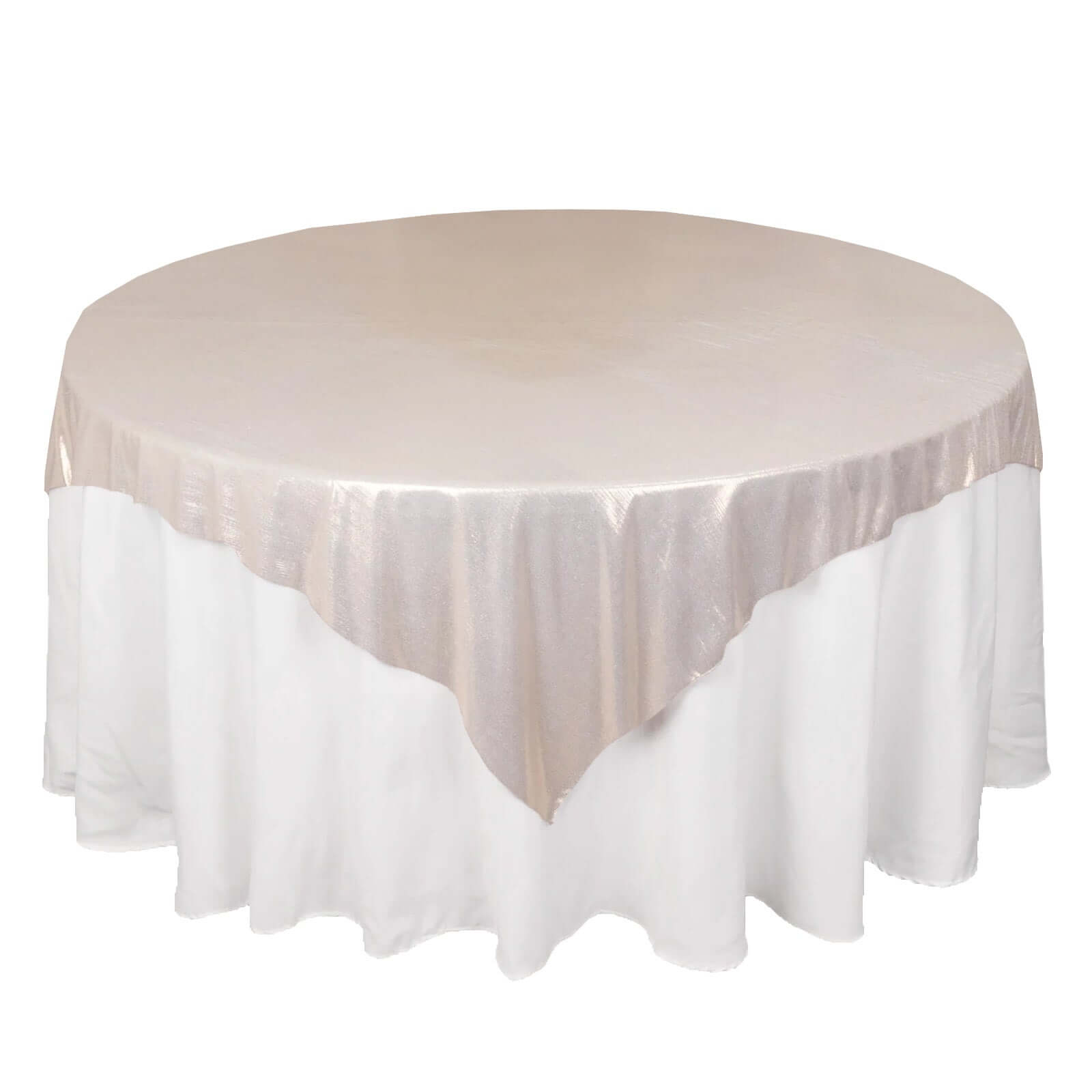 Polyester 72x72 Table Overlay Square Tablecloth Beige - Sequin Dots Wrinkle-Free Table Cover