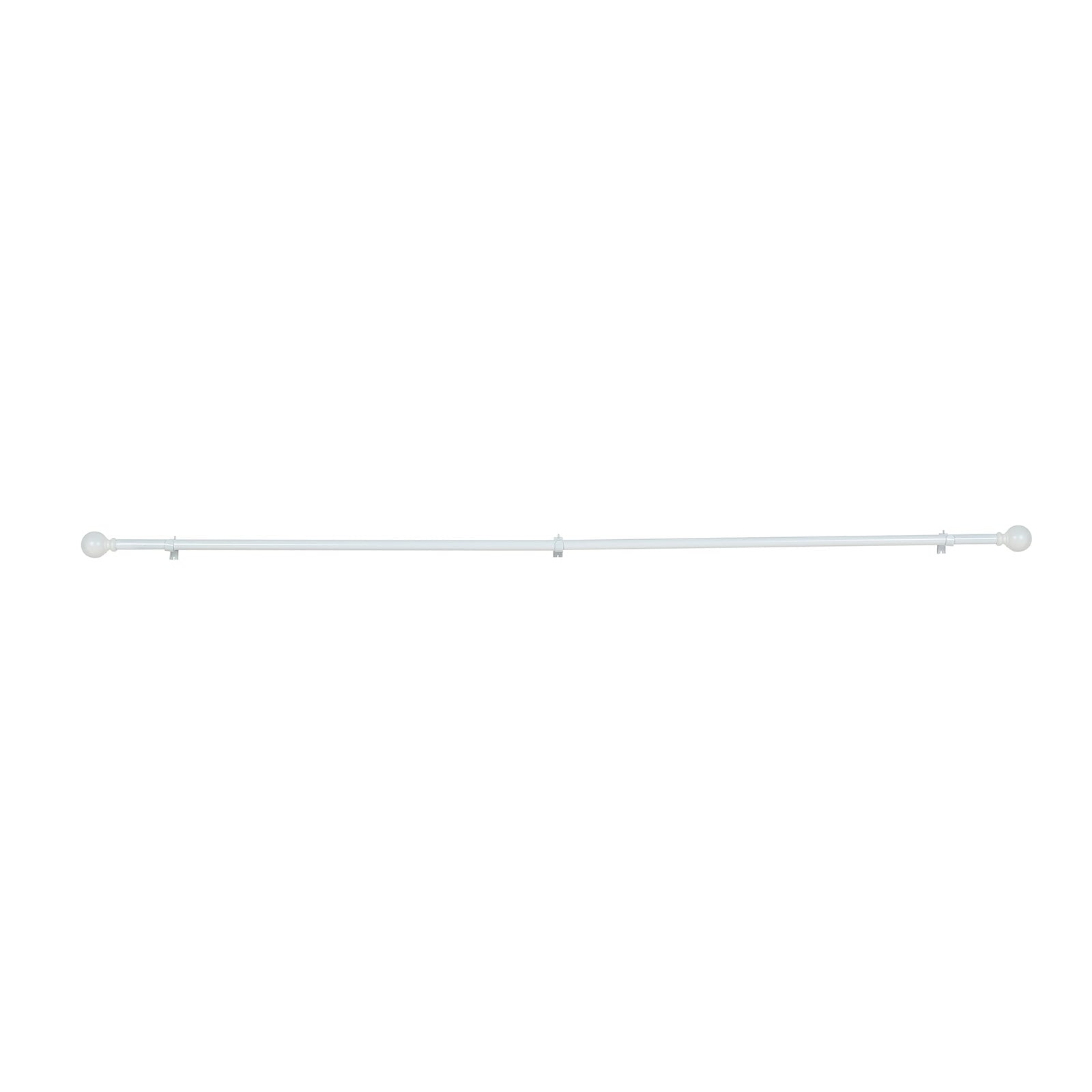 42-126 Adjustable Curtain Rod Set, White, Round Finials