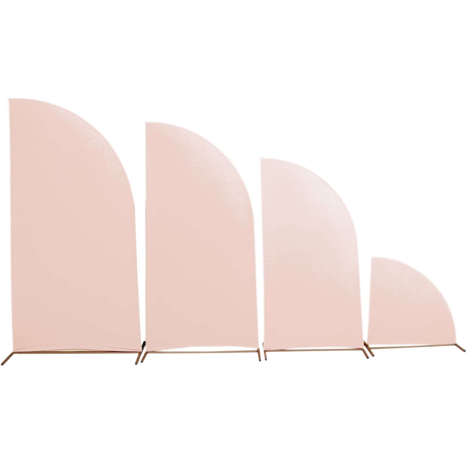 Set of 4 Matte Blush Spandex Half Moon Chiara Backdrop Stand Covers, Custom Fitted Wedding Arch Covers - 2.5ft,5ft,6ft,7ft