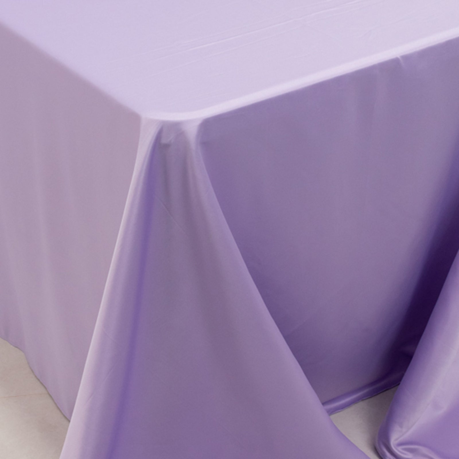 Lamour Satin 90x156 Rectangle Tablecloth Lavender Lilac - Luxurious, Soft Seamless Table Cover