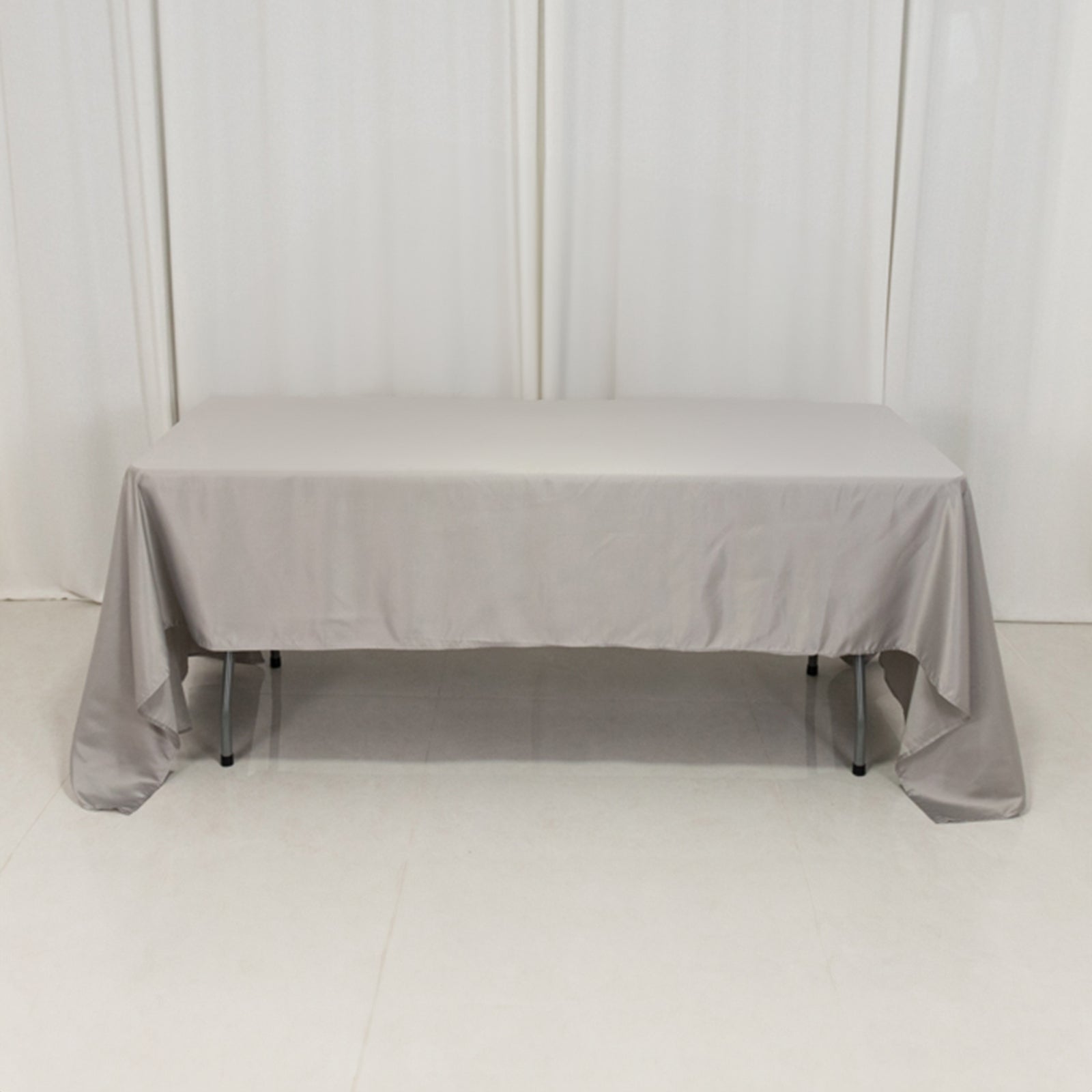 Lamour Satin 60x126 Rectangle Tablecloth Silver - Soft & Silk-Like Table Cover