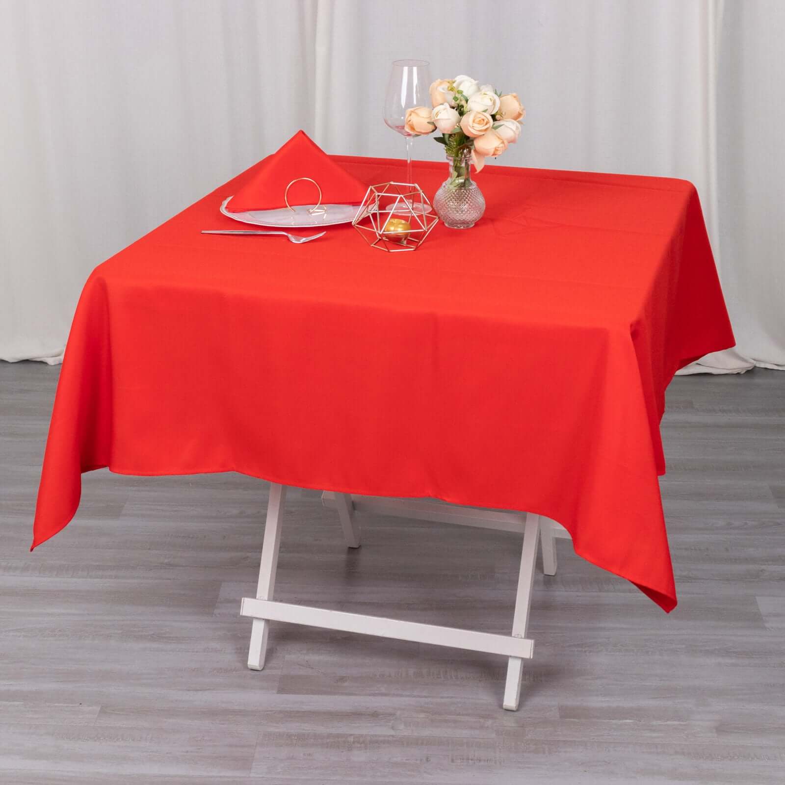 Premium Polyester 54x54 Square Tablecloth Red - Stain and Wrinkle-Resistant 220GSM Table Cover