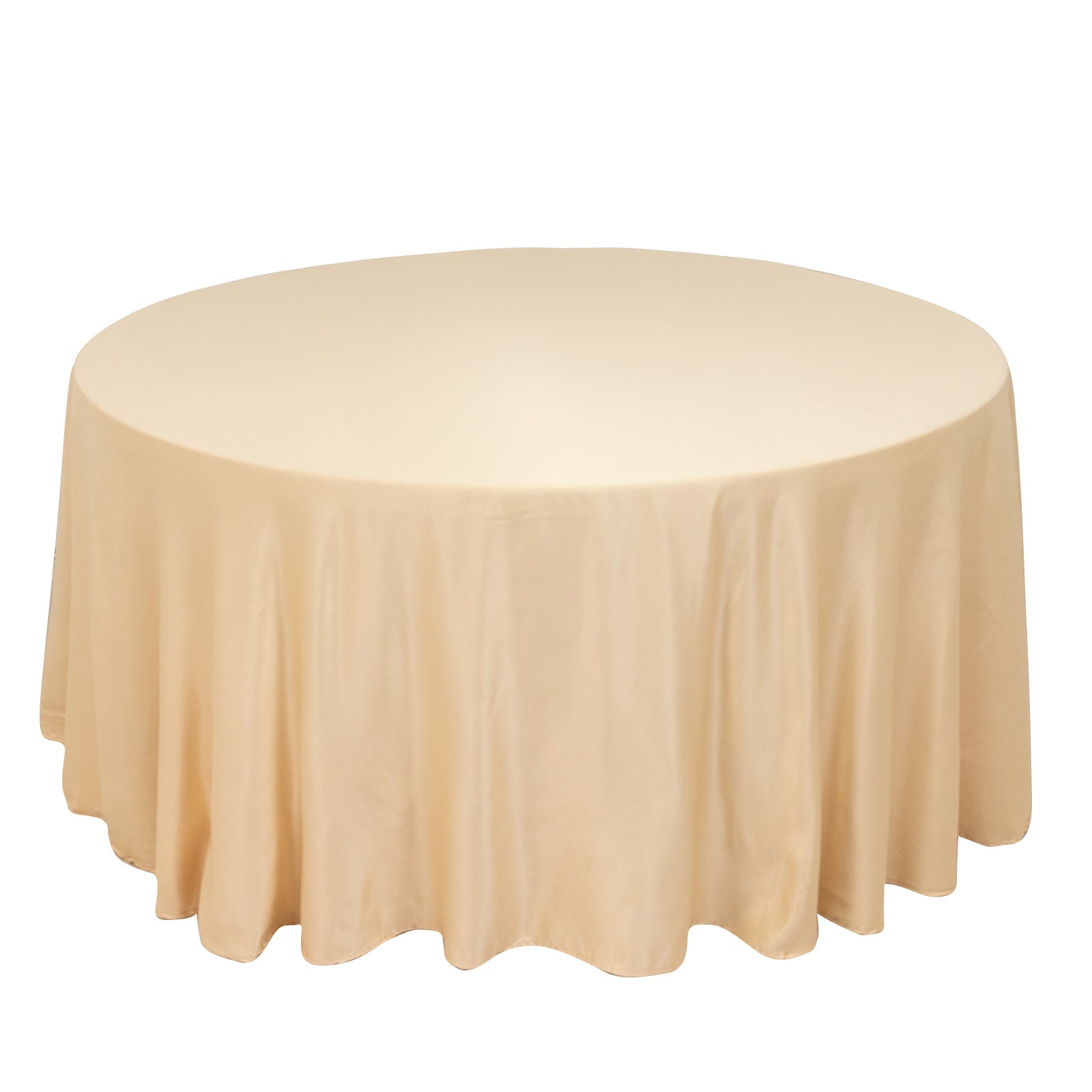 Lamour Satin 120 Round Tablecloth Beige - Seamless Table Cover with Soft Tempered Sheen