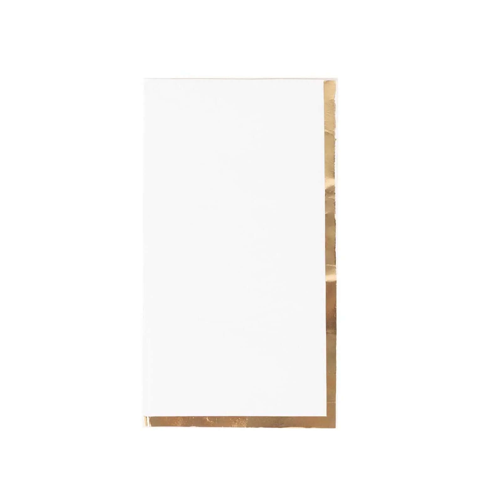 50-Pack Paper Dinner Napkins White with Gold Foil Edge 2 Ply - Stylish Disposable Napkins for Parties