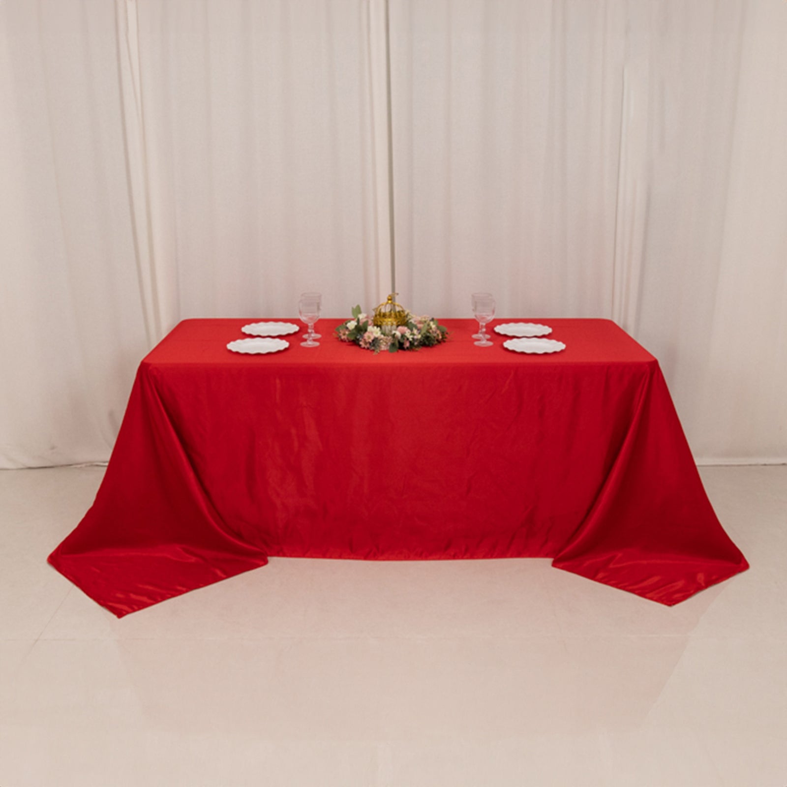 Lamour Satin 90x132 Rectangle Tablecloth Red - Soft & Silk-Like Seamless Table Cover