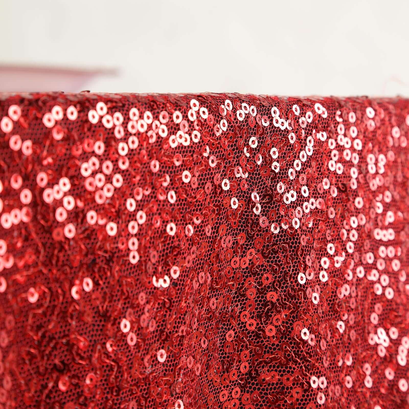 Sequin 132 Round Tablecloth Red - Seamless Dazzling Table Cover