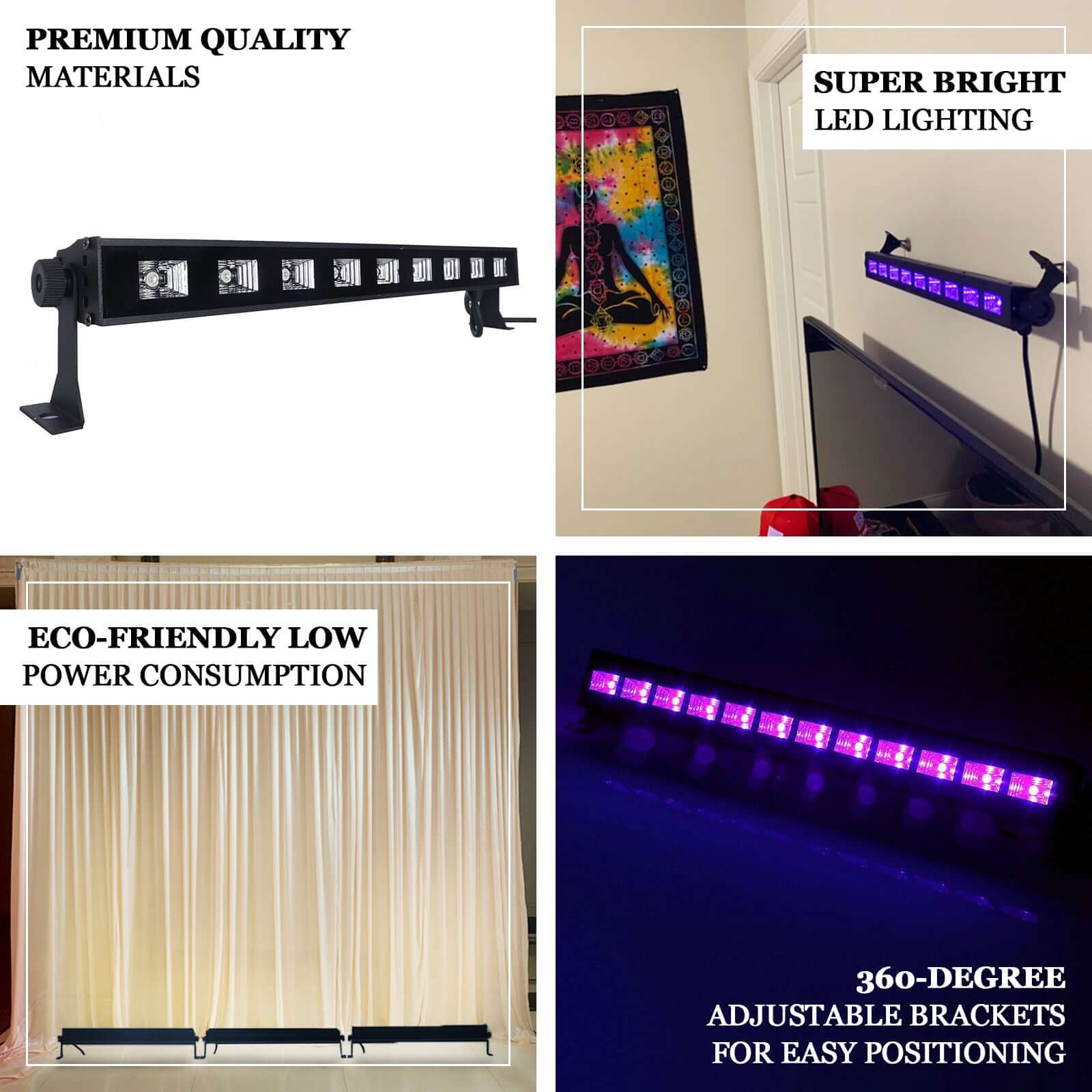 27W 9 LED Purple UV Stage Floor Wall Light Bar, Outdoor Indoor Uplight