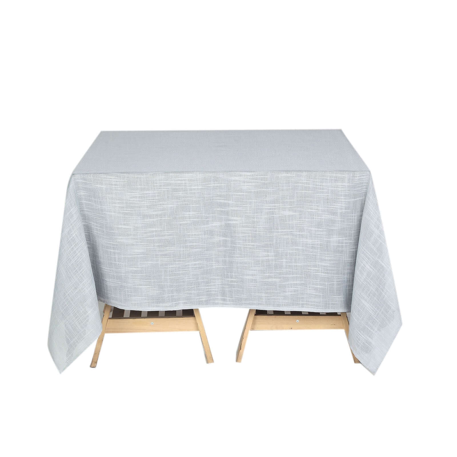 Linen 72x72 Table Overlay Square Tablecloth Silver - Slubby Textured Wrinkle-Resistant Design for Stylish Occasions